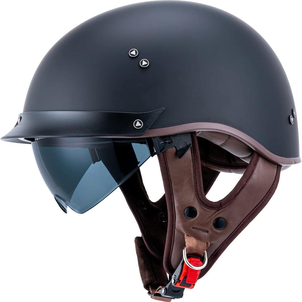 Casco de motocicleta JQF Gear MM107 Retro Negro Mate M