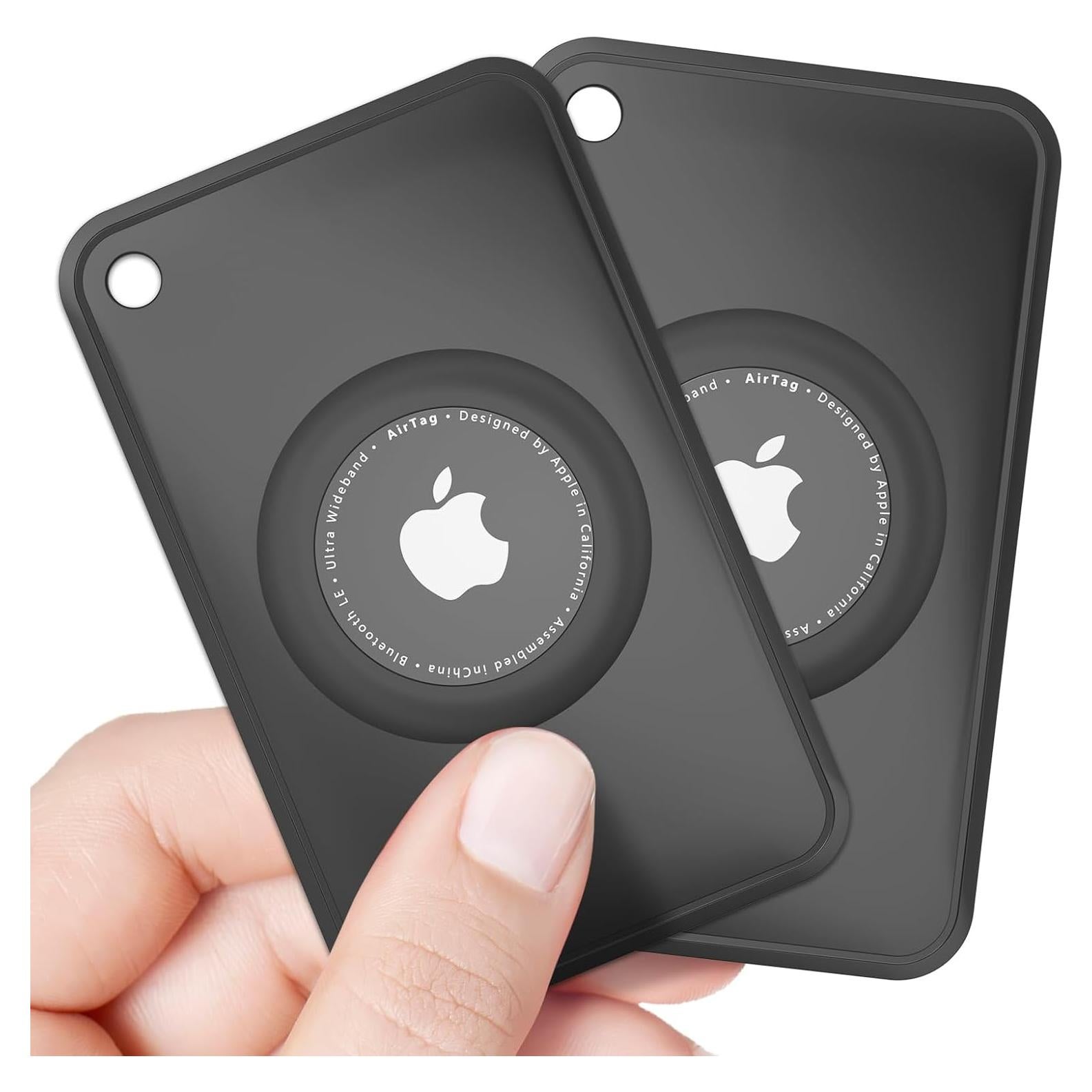2 Pack Soporte de Cartera Airtag Meliya Ultra Delgado Negro