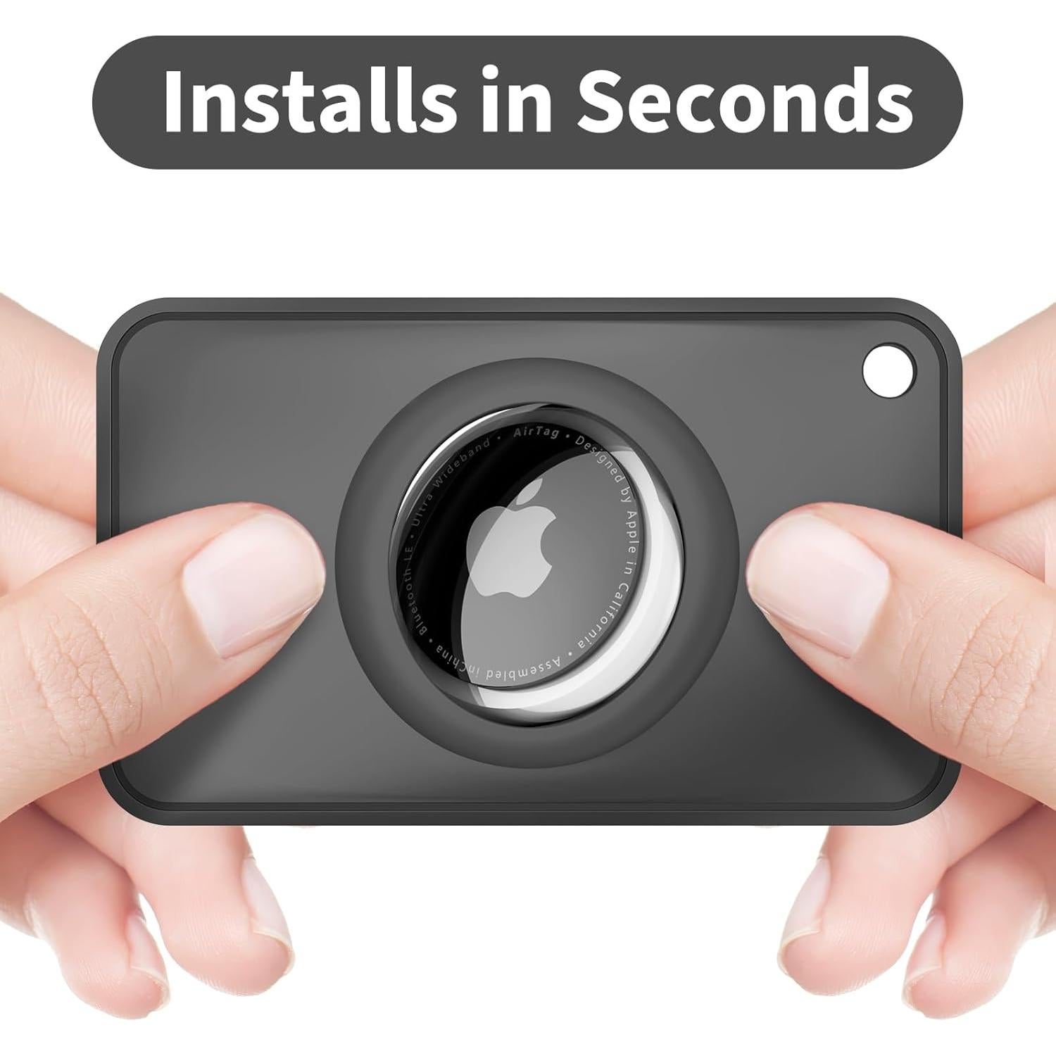 2 Pack Soporte de Cartera Airtag Meliya Ultra Delgado Negro