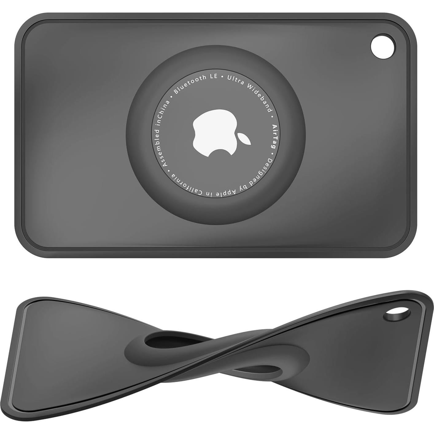 2 Pack Soporte de Cartera Airtag Meliya Ultra Delgado Negro