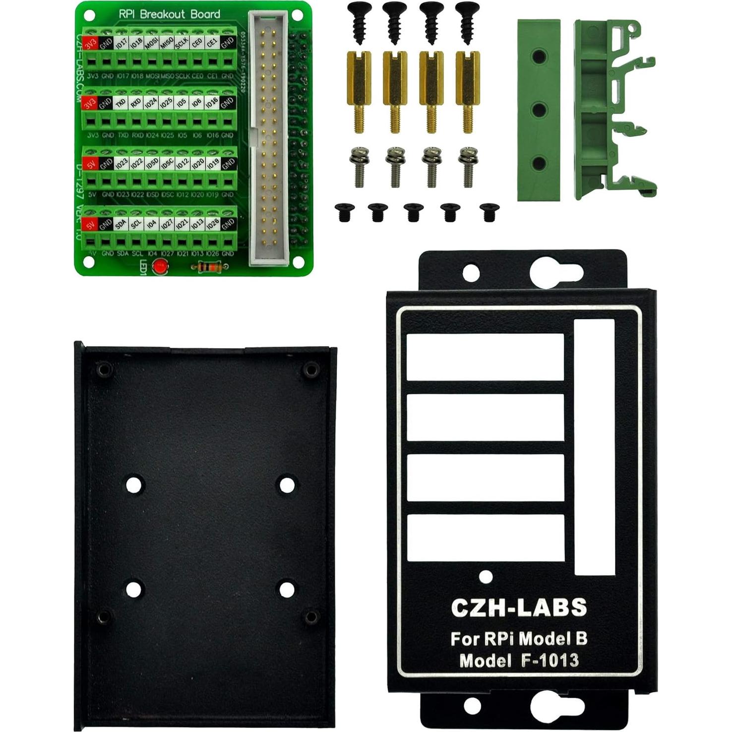 Módulo de Bloque de Terminales RPi con Caja de Aluminio para Raspberry Pi 1 2 3 B B+