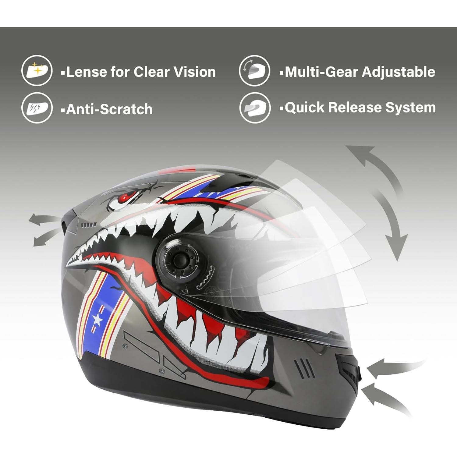 Casco Integral TCMT para Niños Motocross Tiburón Azul