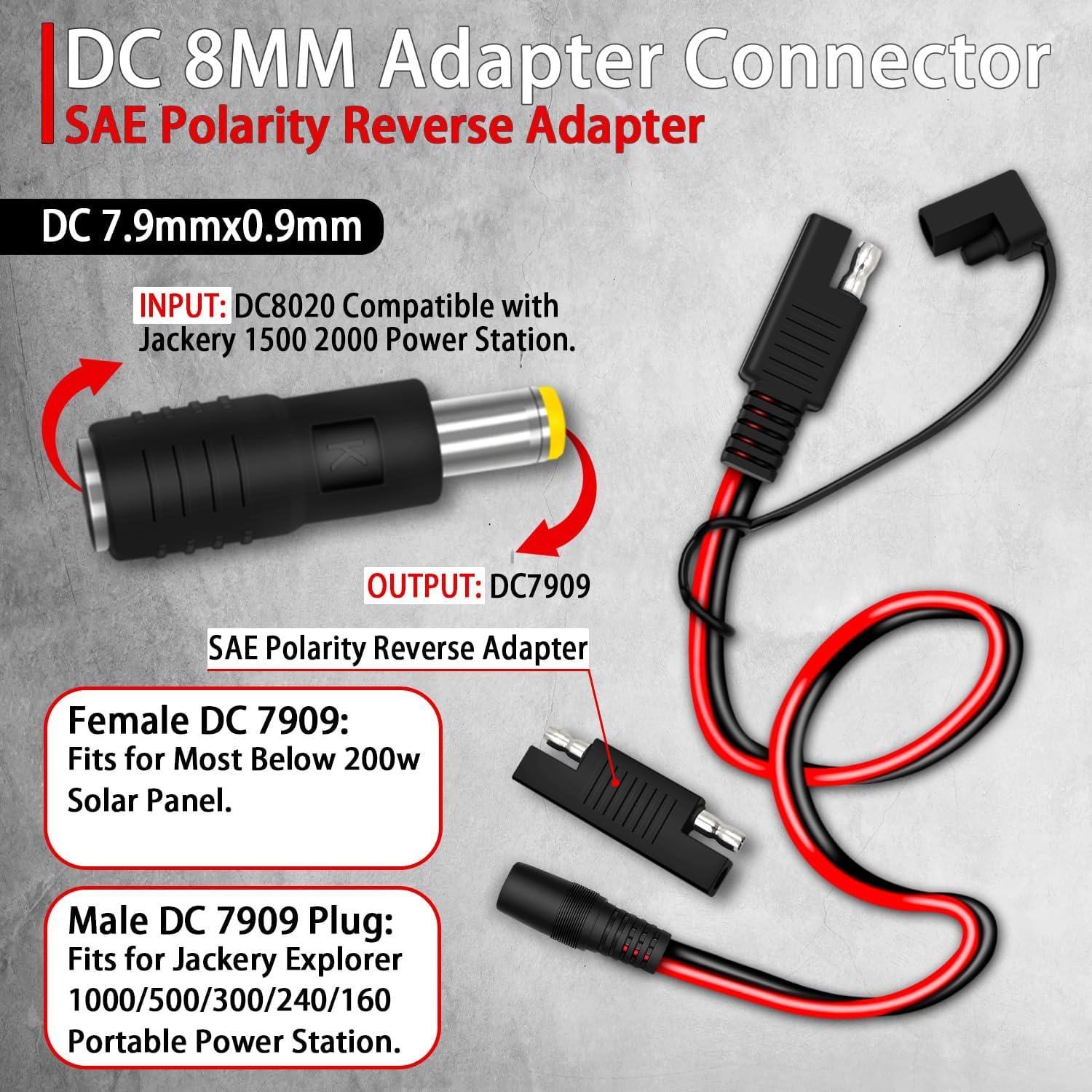 Adaptador SAE a DC 8mm hembra 1.8m COMeap para panel solar