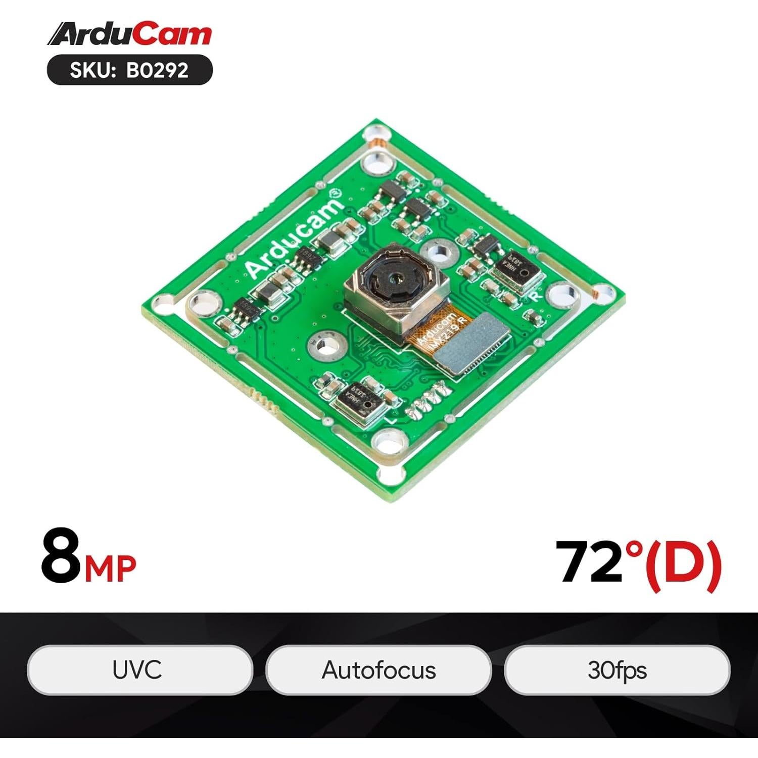 Cámara USB 4K Arducam IMX219 8MP Autofoco con Micrófono