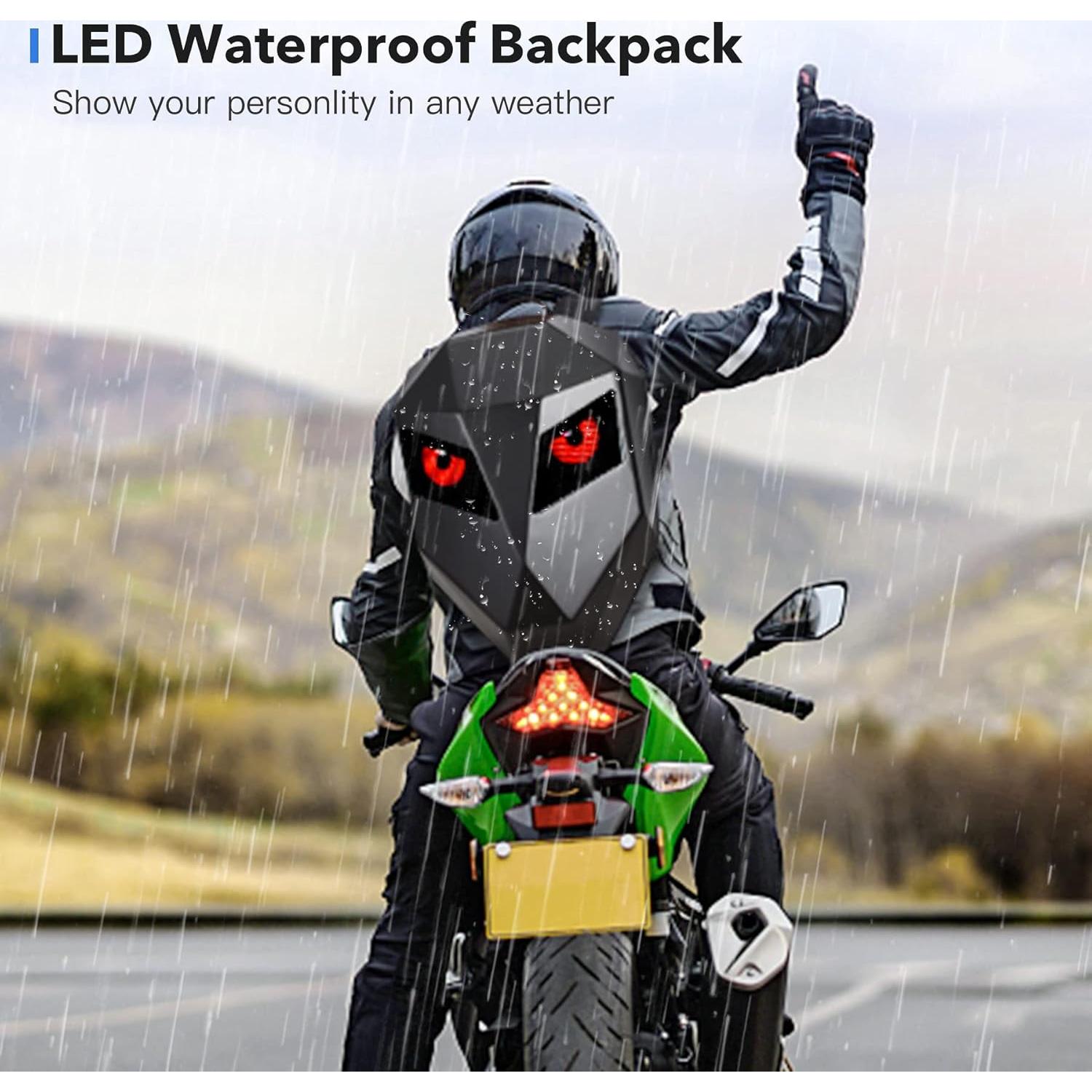 Mochila LED Impermeable para Motocicleta - 30L - Color Negro
