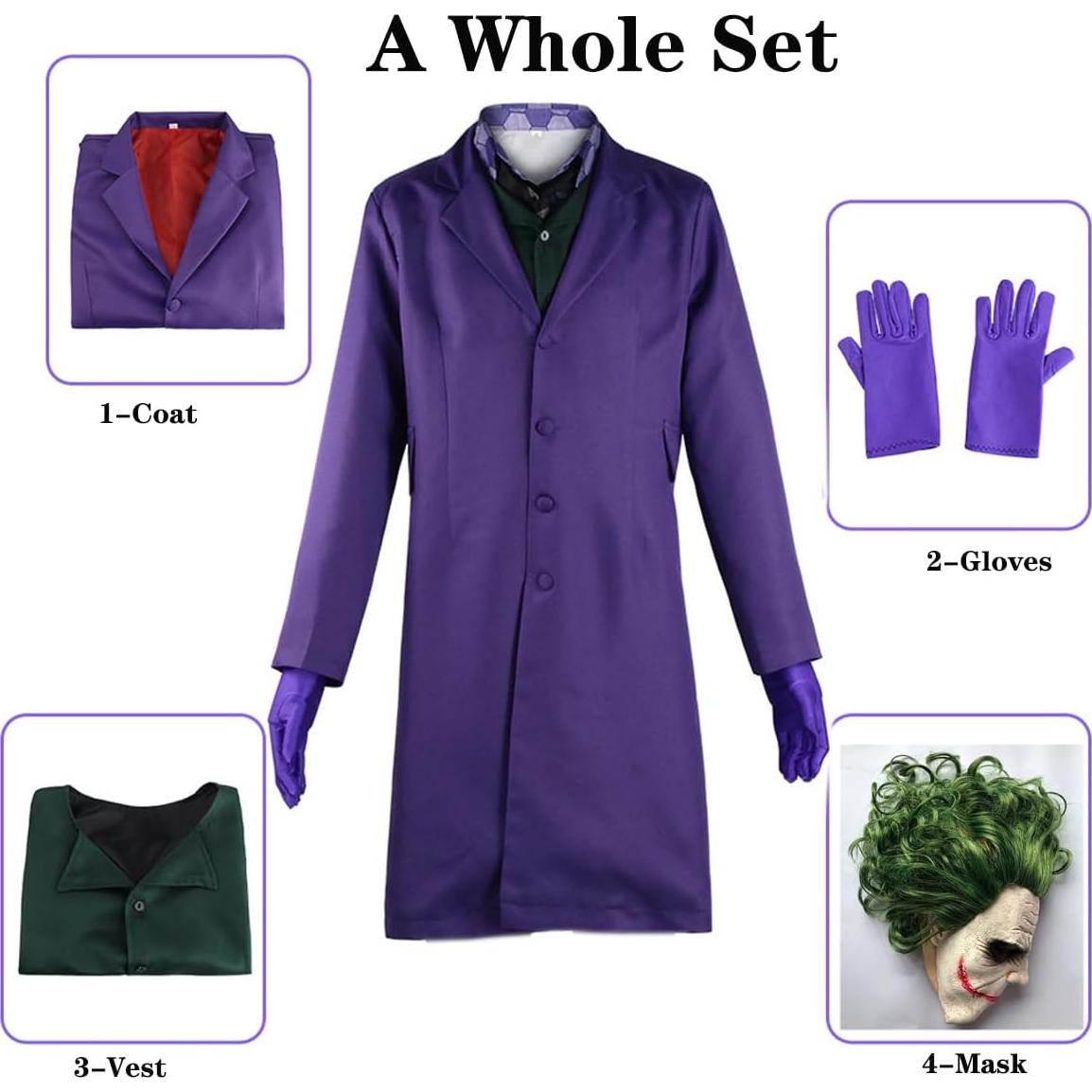 Disfraz de Payaso Morado Adulto con Máscara y Chaleco