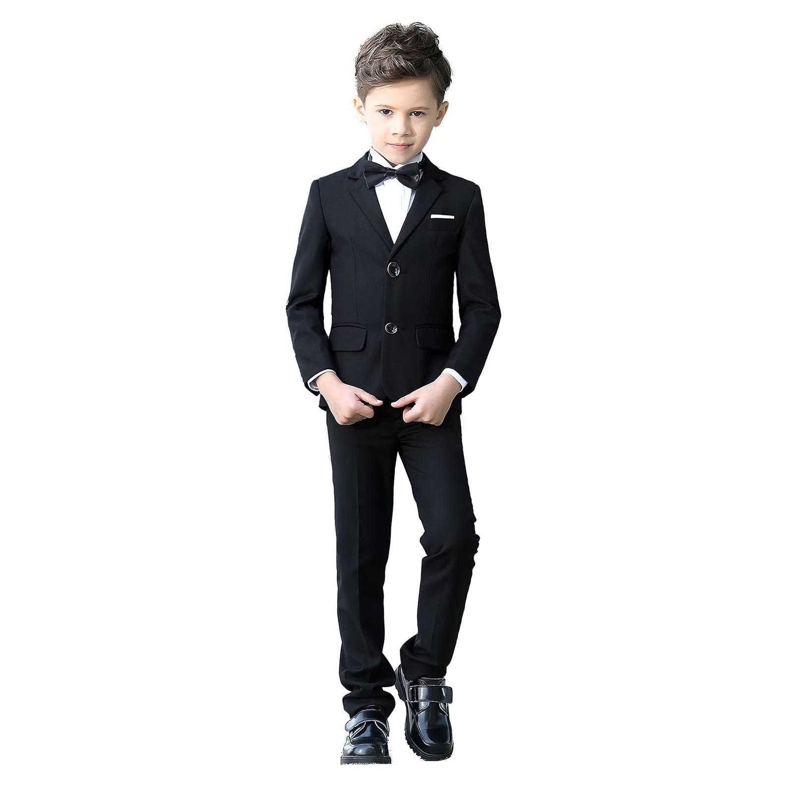 Traje Tuxedo para Niños YuanLu Slim Fit 5 Piezas Negro