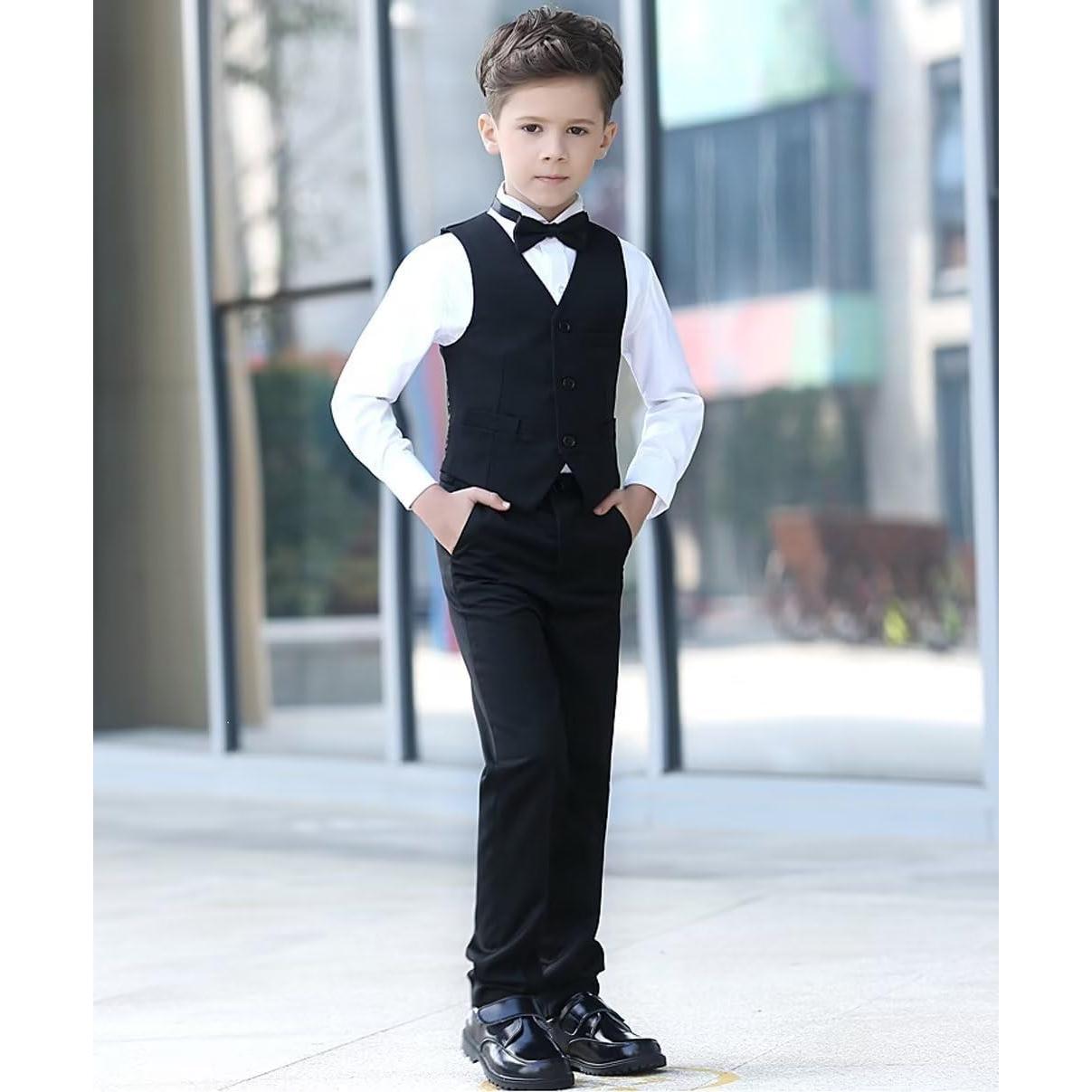 Traje Tuxedo para Niños YuanLu Slim Fit 5 Piezas Negro