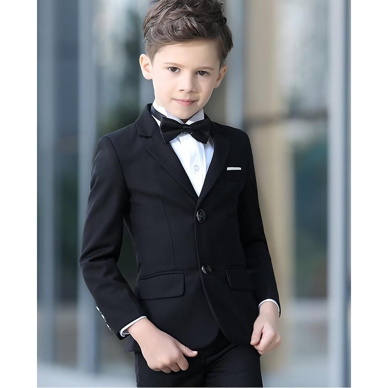 Traje Tuxedo para Niños YuanLu Slim Fit 5 Piezas Negro