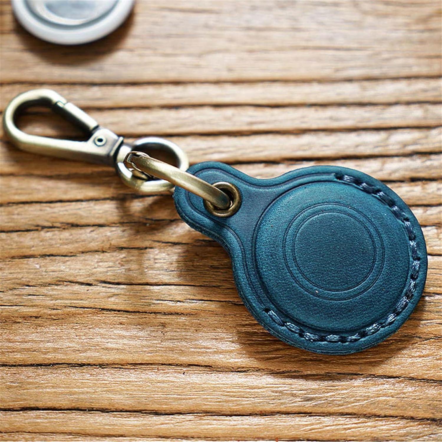 Funda Protectora de Cuero AIGUONIU para Apple AirTag Azul