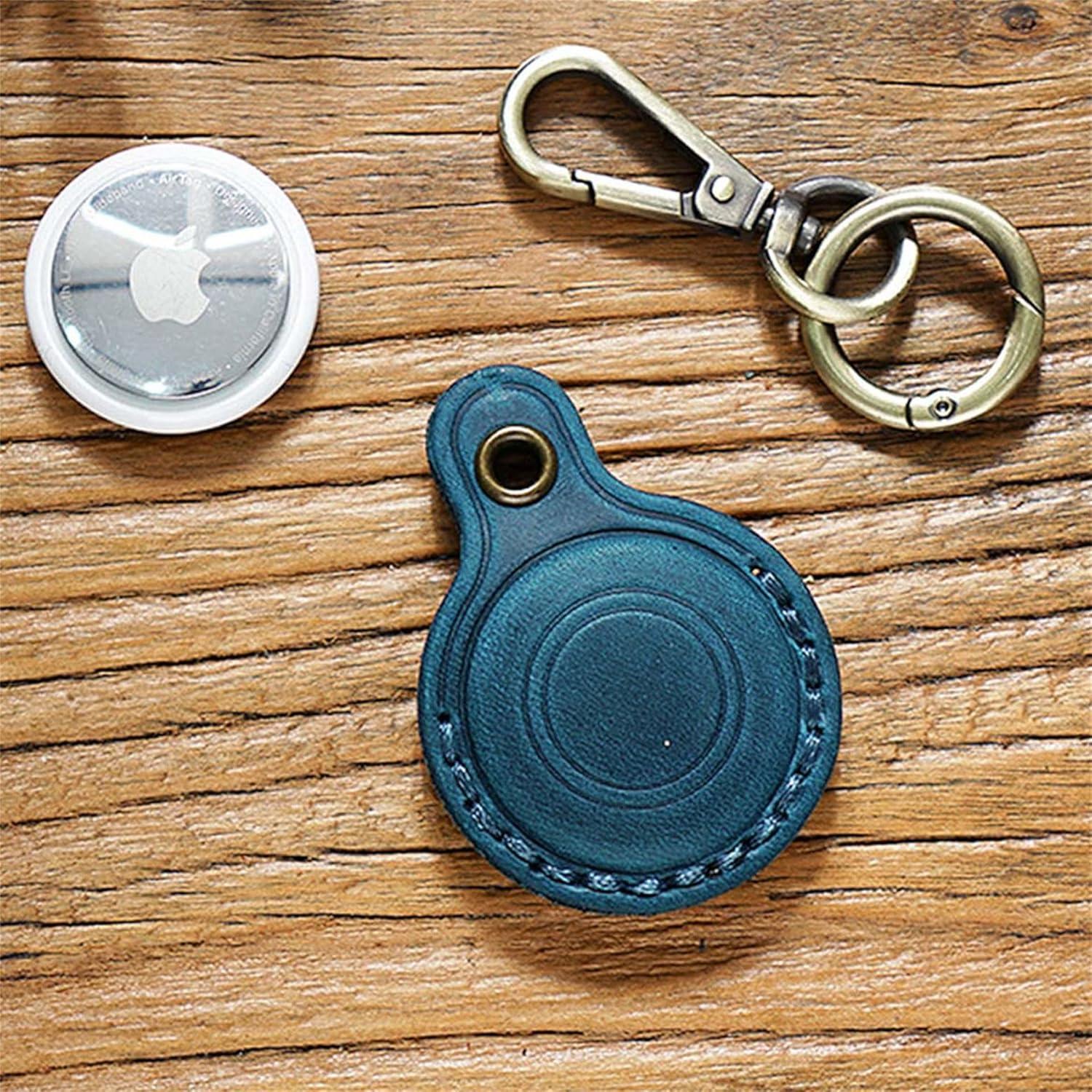 Funda Protectora de Cuero AIGUONIU para Apple AirTag Azul