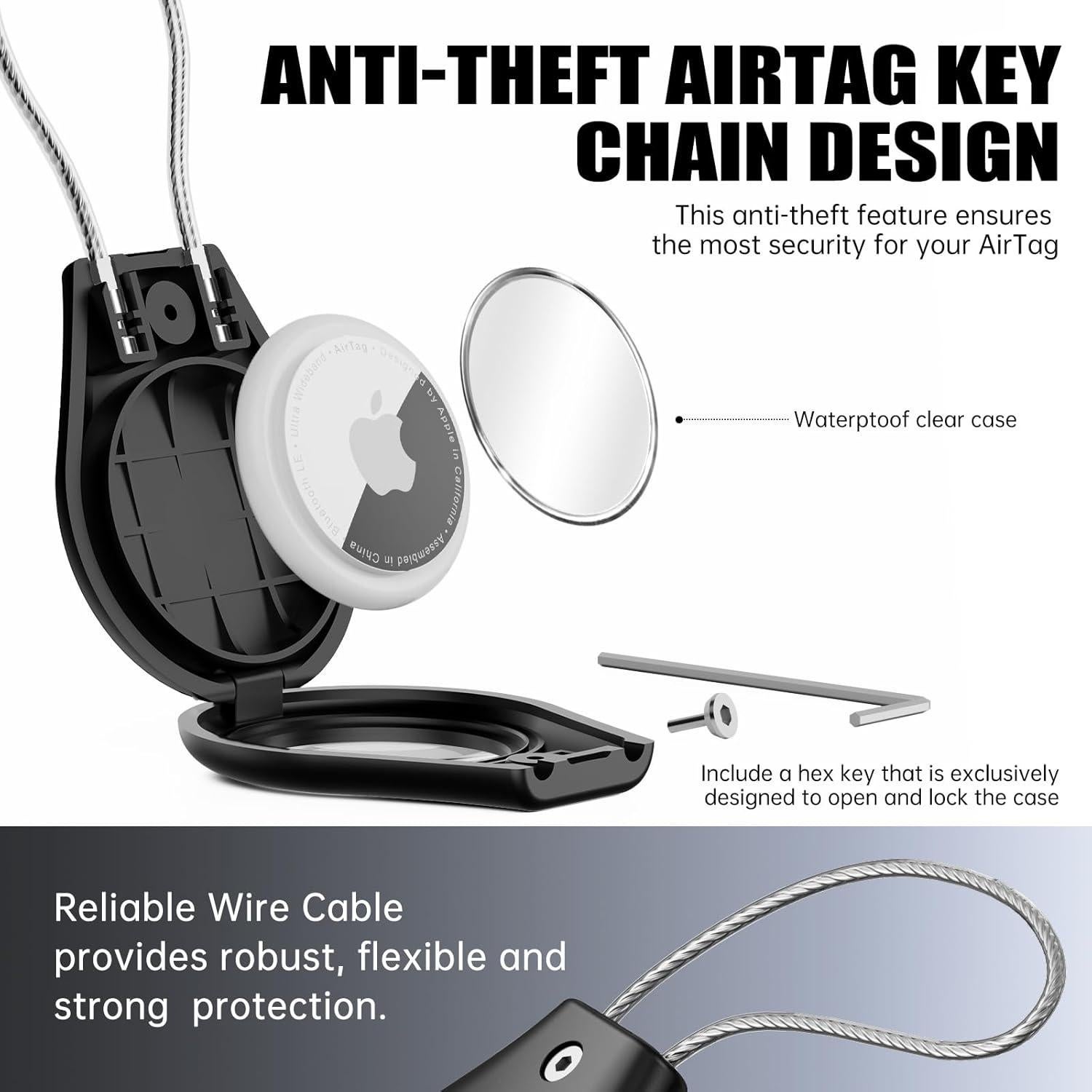 Soporte de Llavero Impermeable Ekoonpft para AirTag - Negro