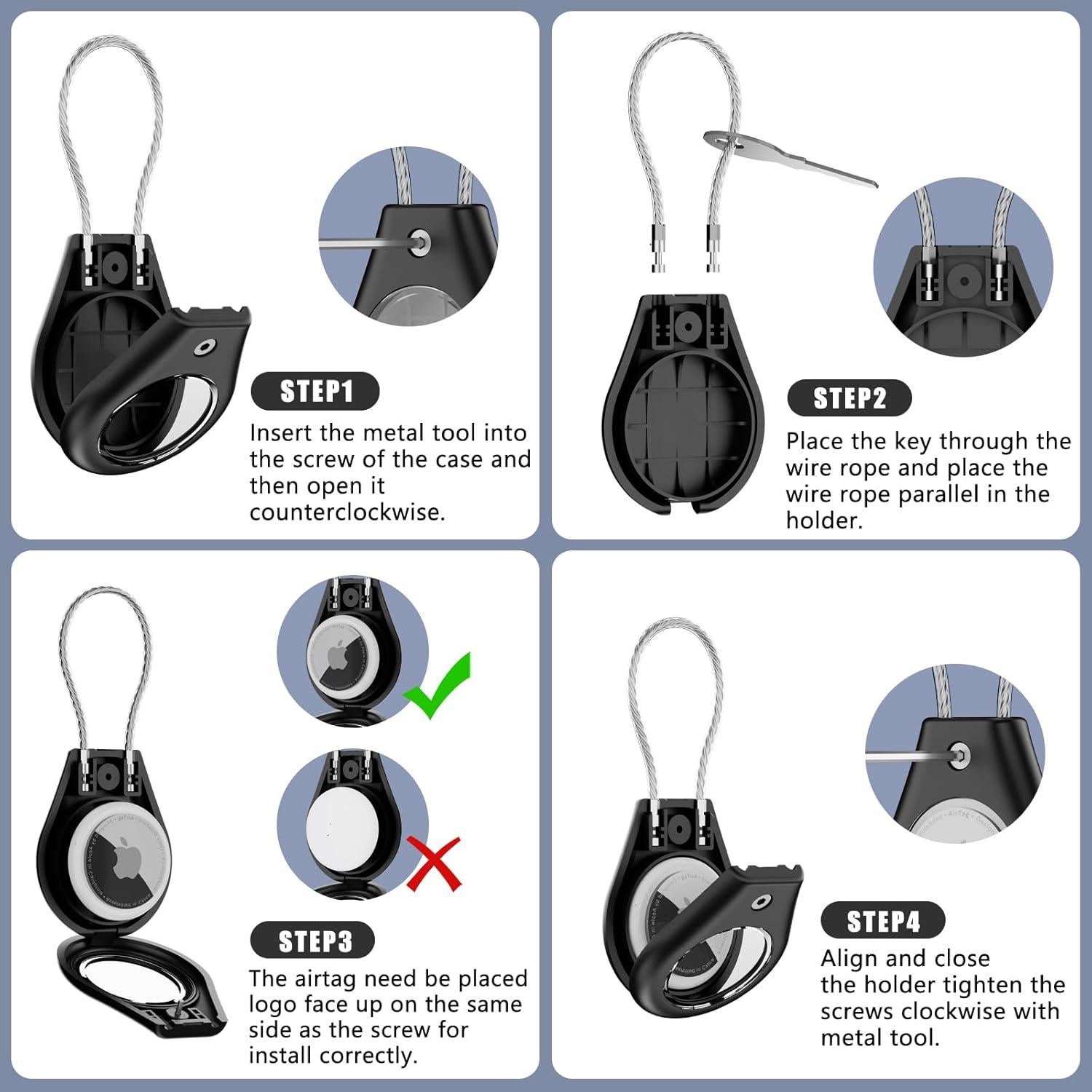 Soporte de Llavero Impermeable Ekoonpft para AirTag - Negro