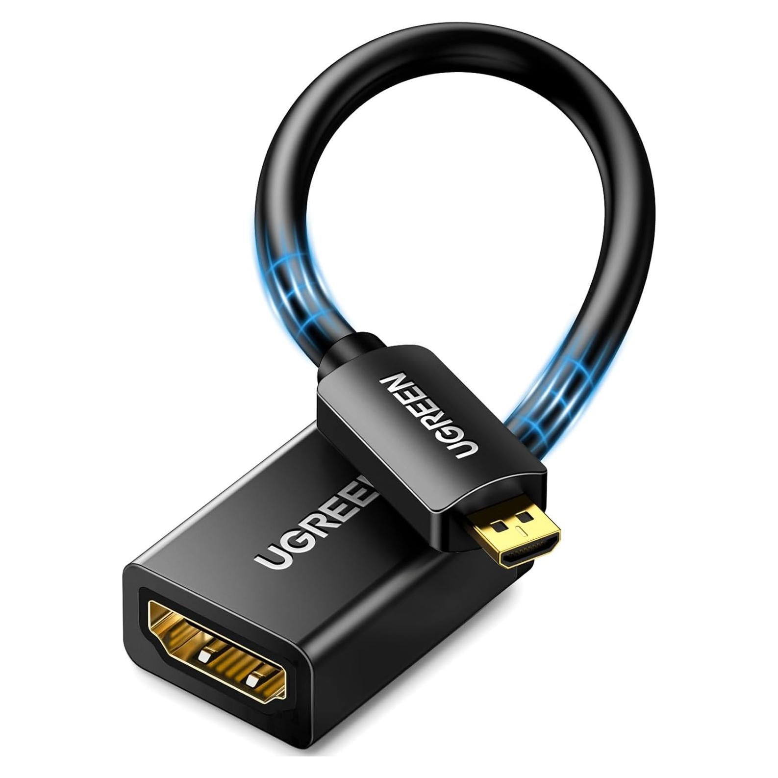 Adaptador Micro HDMI a HDMI UGREEN 20 cm 4K 60Hz Alta Velocidad