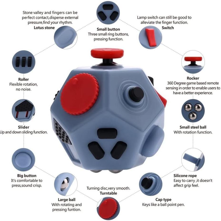 Cubo Antiestrés UOOEFUN 12 Caras para Aliviar Ansiedad