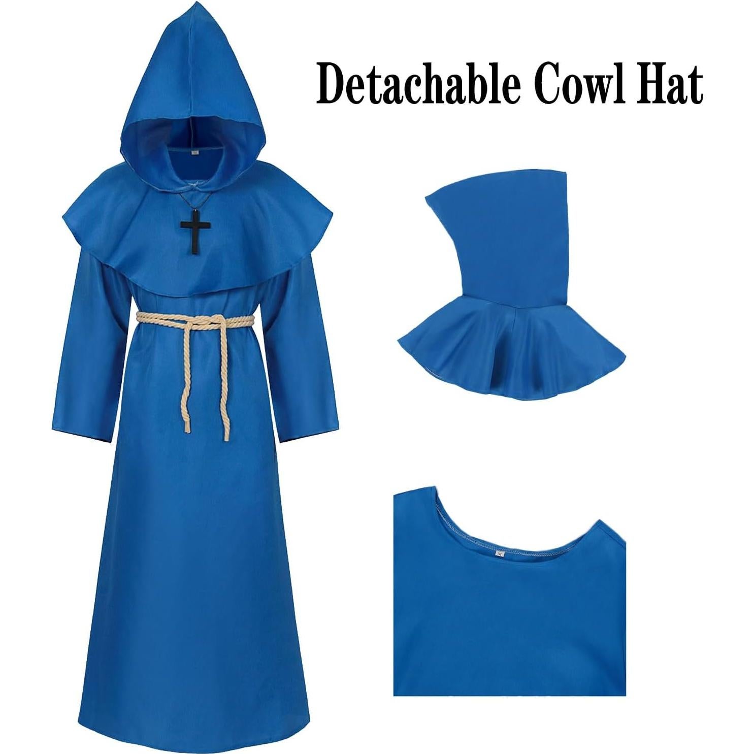 Túnica Medieval con Capucha Unisex - Disfraz Halloween Adultos