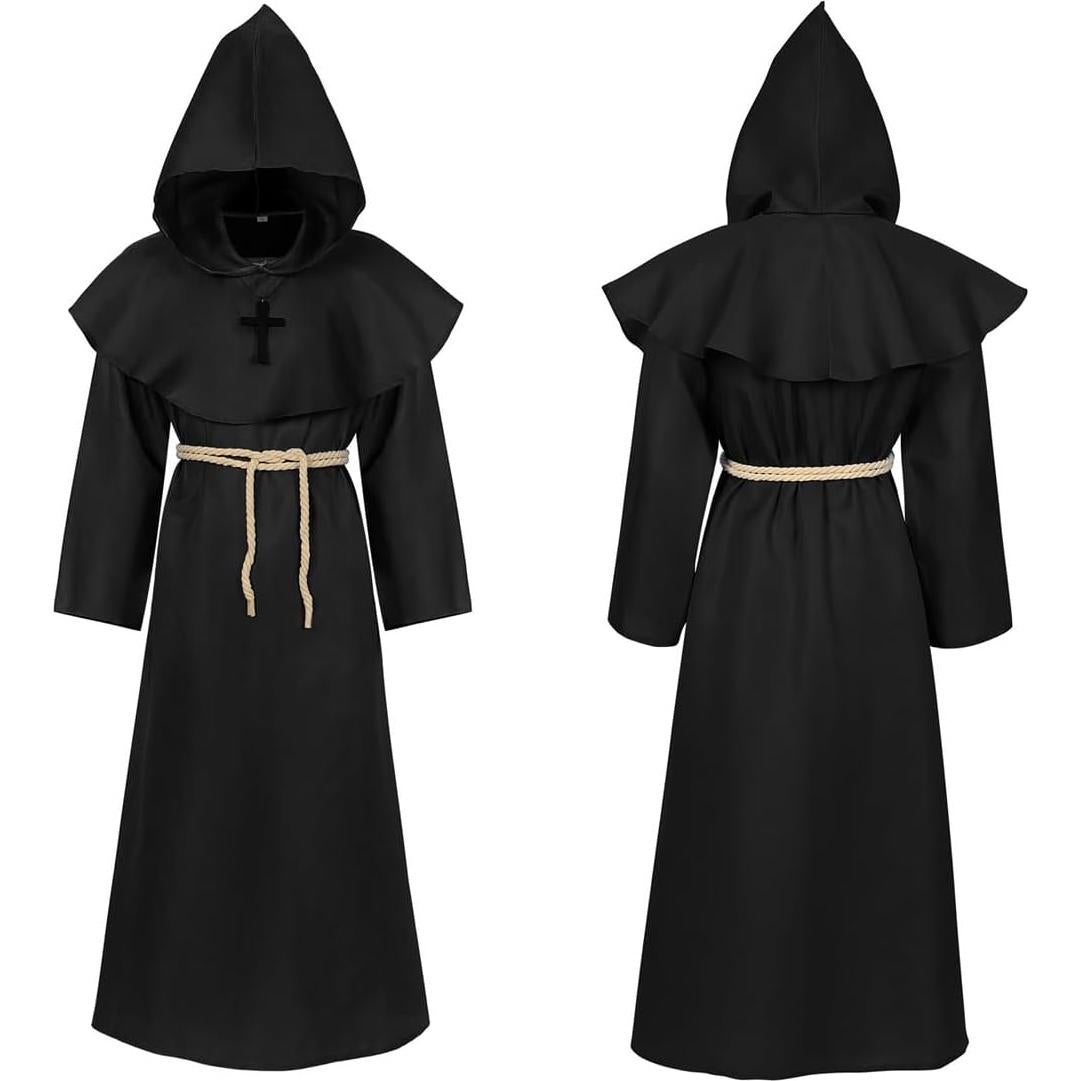 Túnica Medieval con Capucha Unisex - Disfraz Halloween Adultos