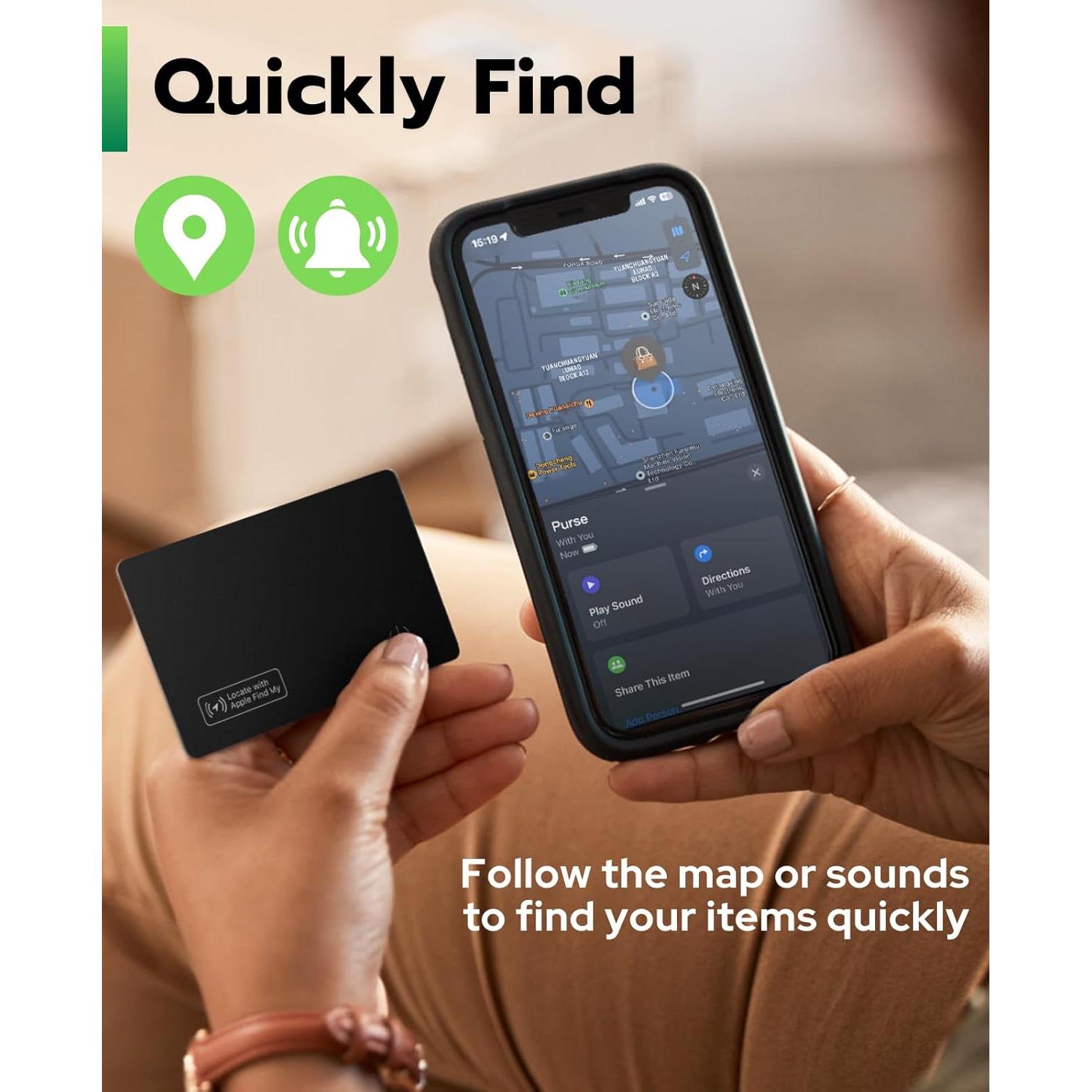 Tarjeta Rastreadora eirix para Cartera - GPS Inteligente Gris