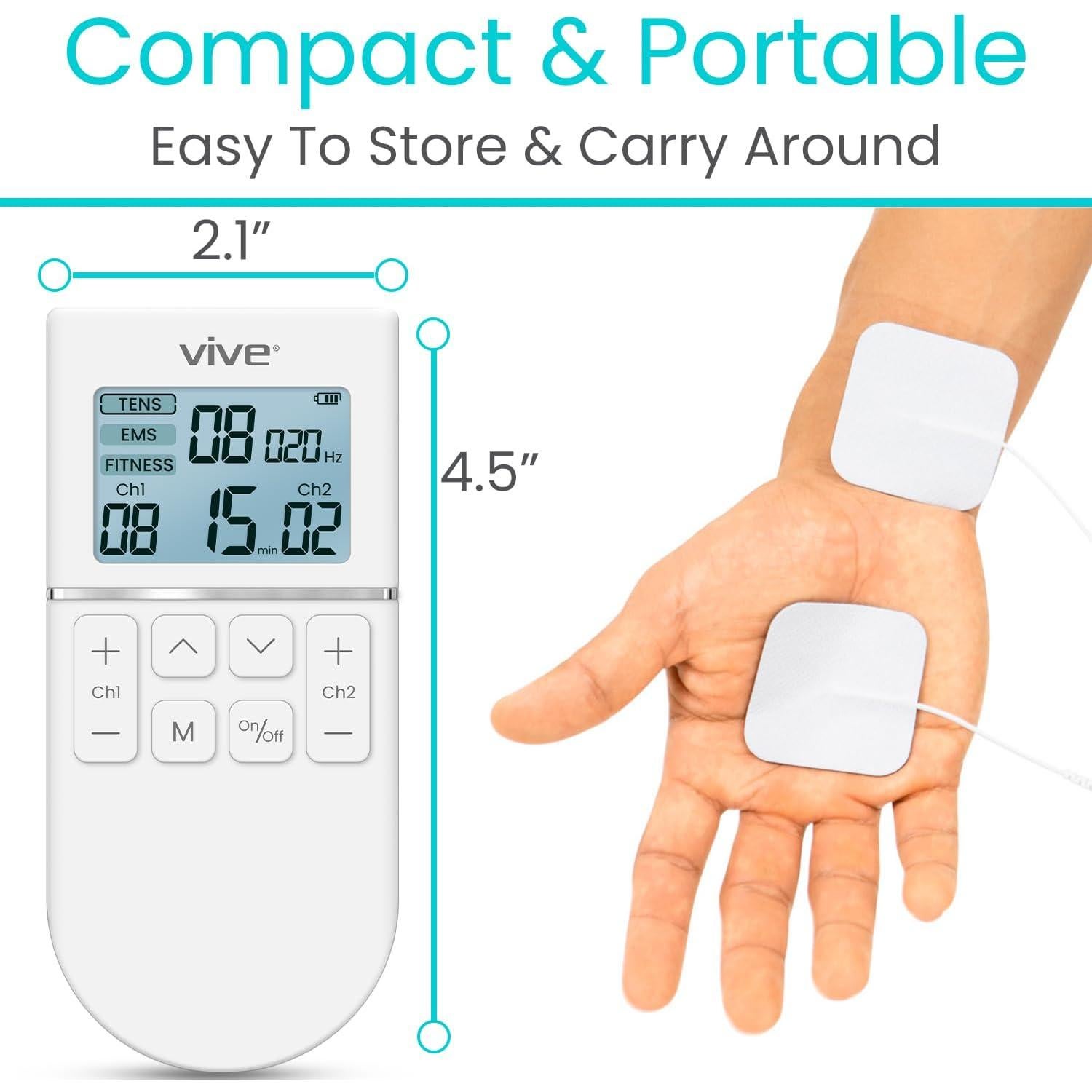Máquina TENS Vive 50 Modos Alivio Dolor EMS Recargable