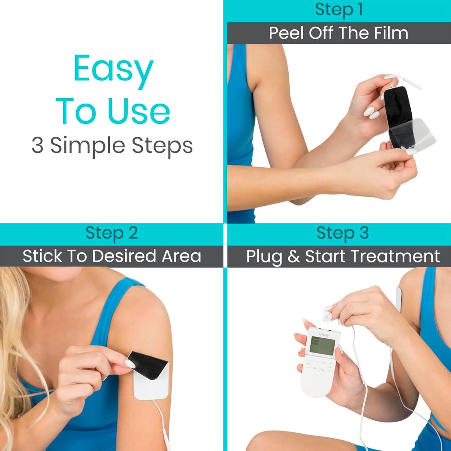 Máquina TENS Vive 50 Modos Alivio Dolor EMS Recargable