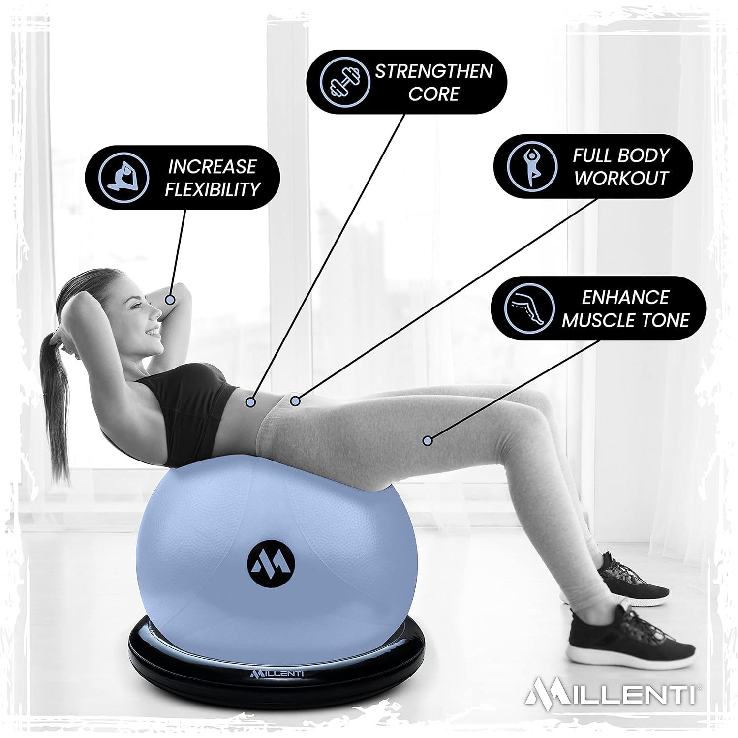 Silla de Pelota de Ejercicio Millenti 65cm con Accesorios