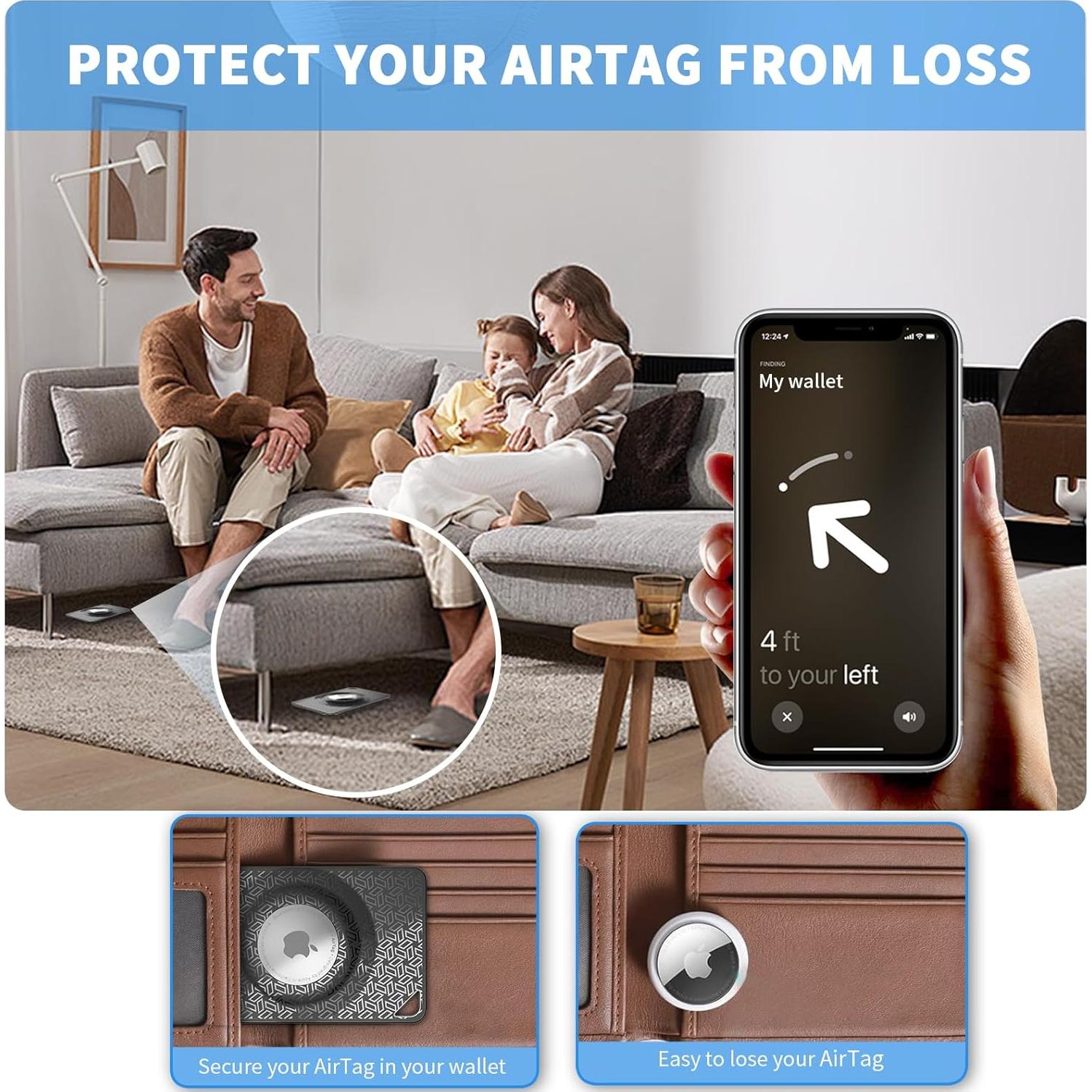 Funda Ultra Delgada para AirTag Wacanc - 2 Piezas Negra