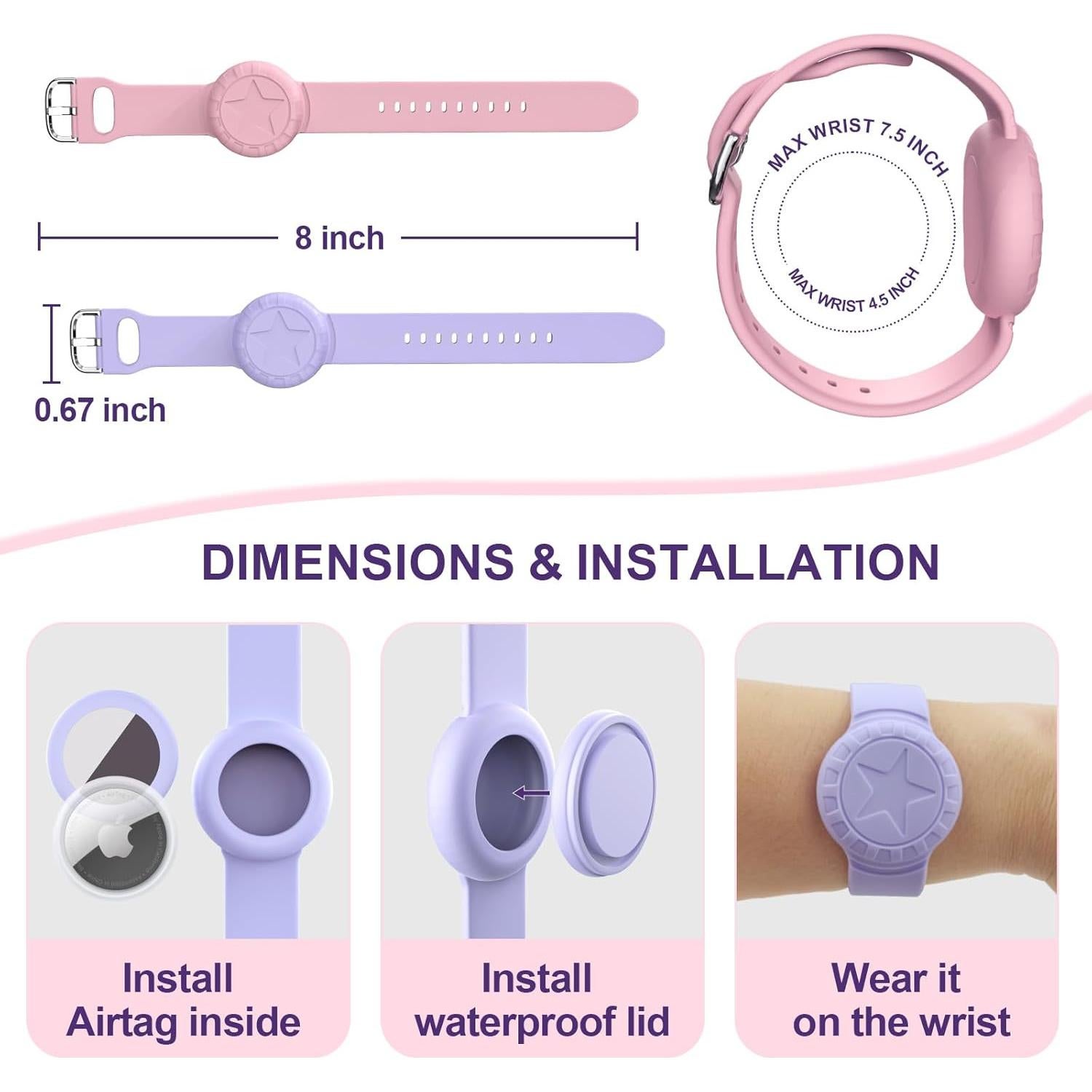 Pulsera Impermeable para AirTag Syslytic Niños 2 Pzas