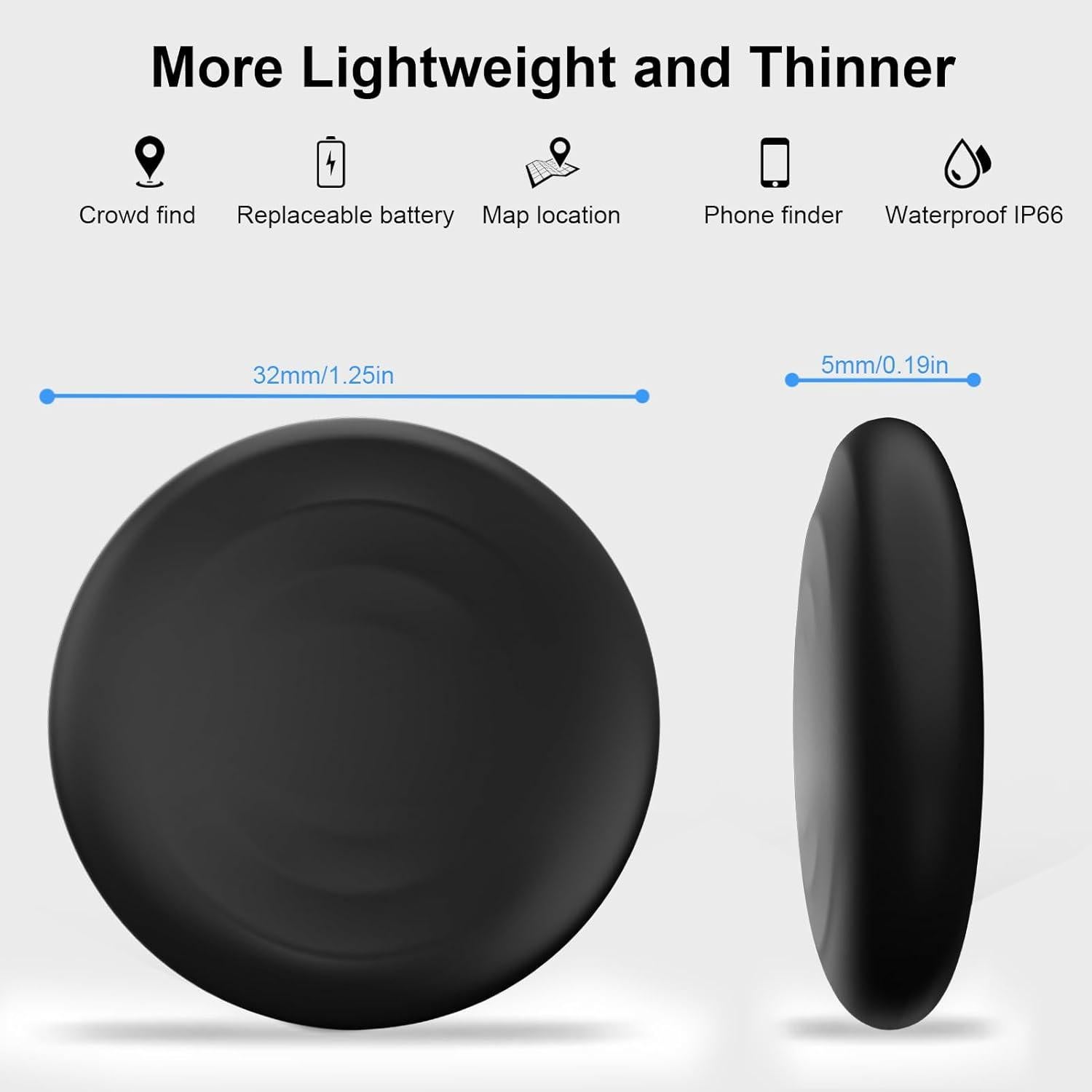 Paquete de 4 Etiquetas Localizadoras Golden Bunny - MiniTag Negro