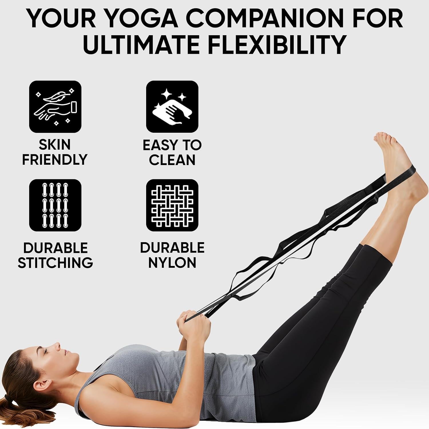 Correa de Estiramiento de Yoga Toxford 190.5 cm Negra