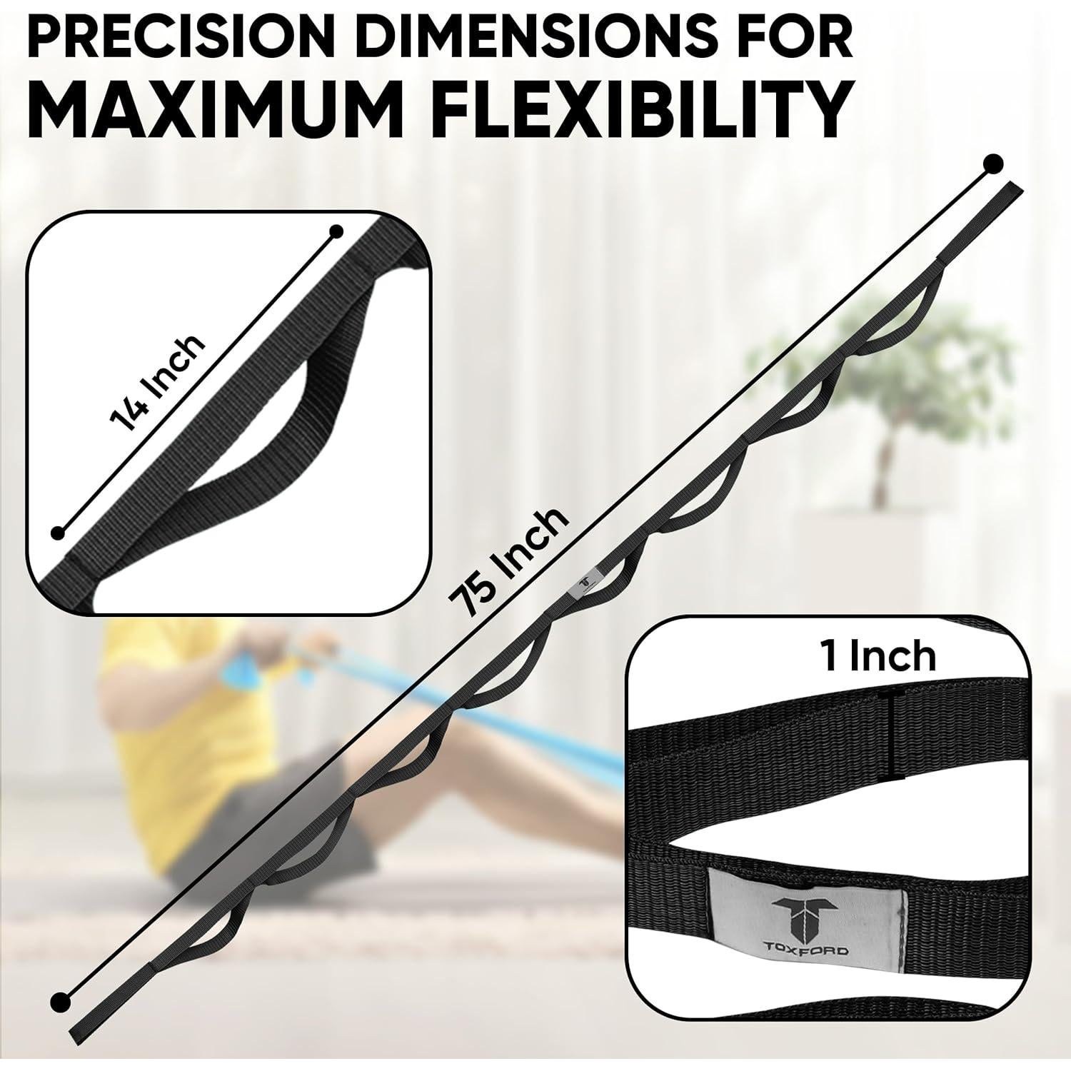 Correa de Estiramiento de Yoga Toxford 190.5 cm Negra