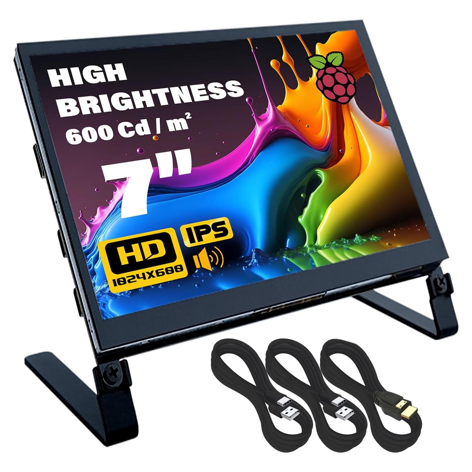 Monitor Táctil Santek 7" IPS 1024x600 HDMI para Raspberry Pi