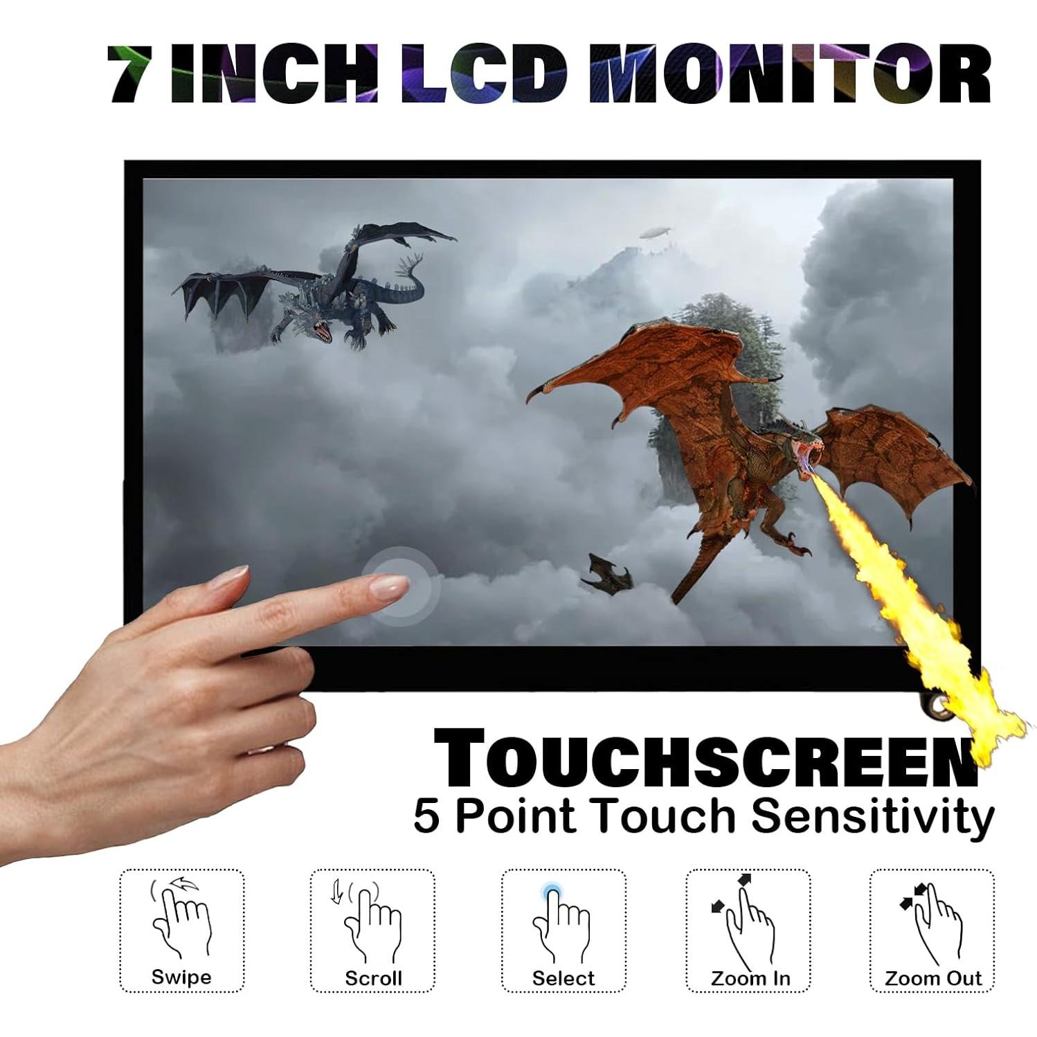 Monitor Táctil Santek 7" IPS 1024x600 HDMI para Raspberry Pi