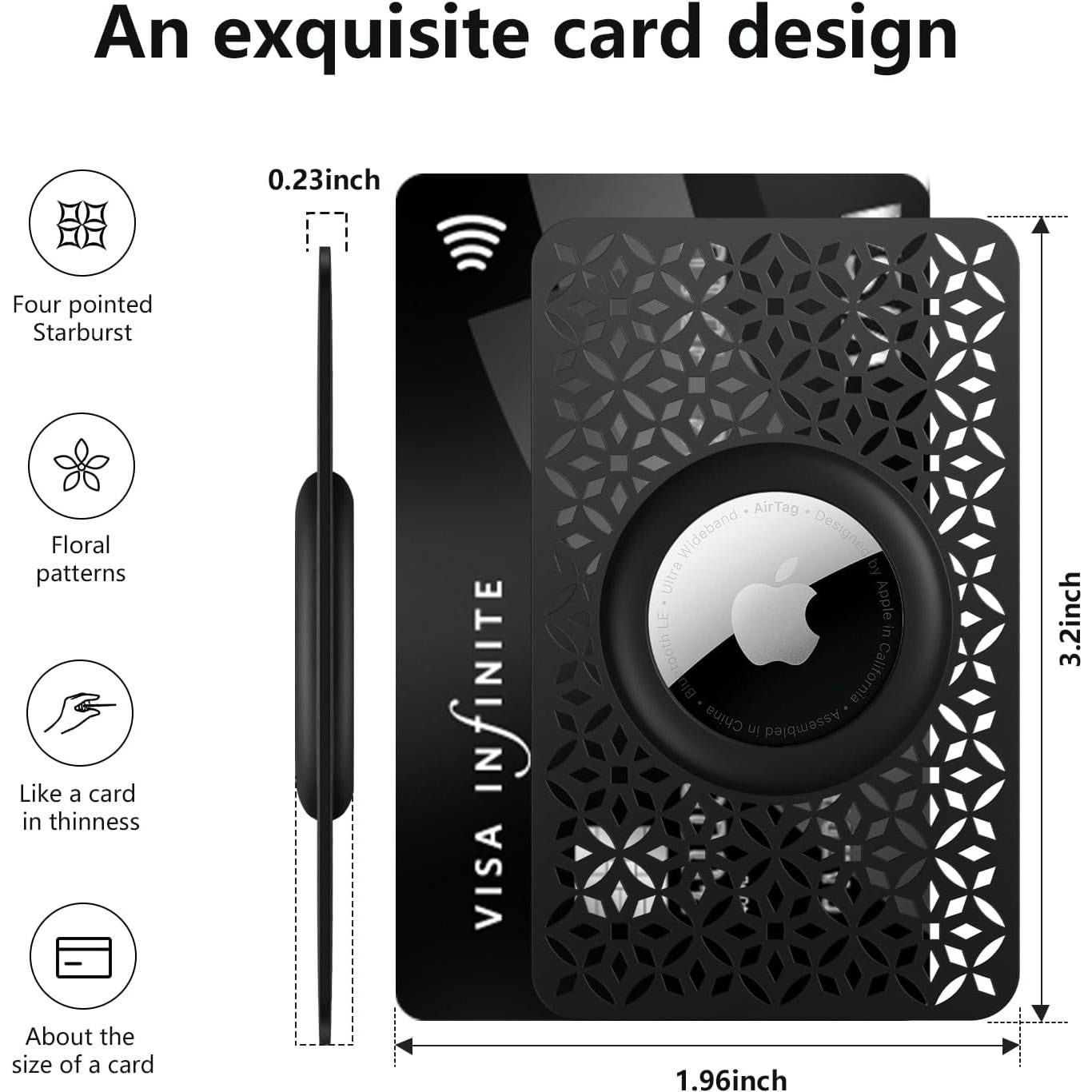 Soporte para AirTag Beydoa - Funda delgada Patrón Floral Negro