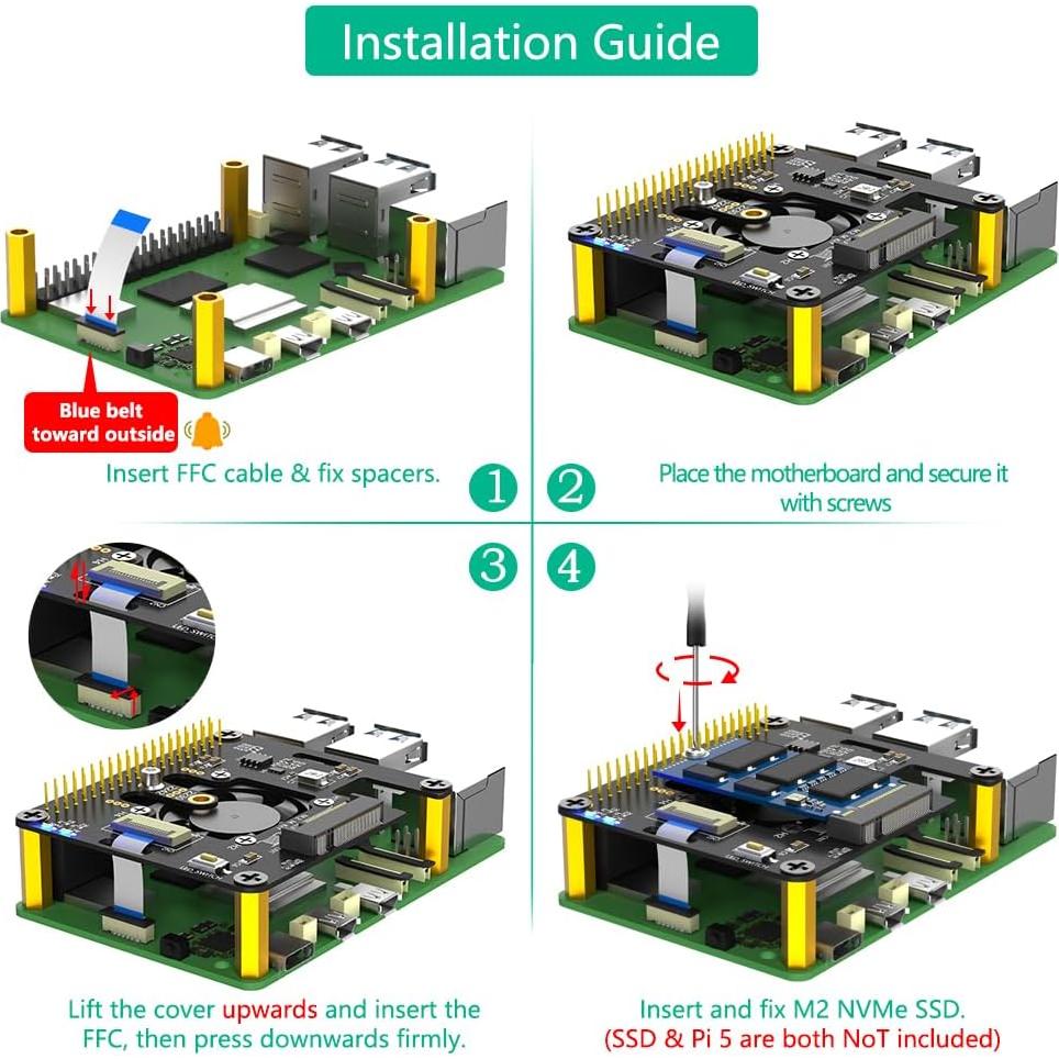 Adaptador PCIe 3 en 1 Sintech M.2 NVMe para Raspberry Pi 5