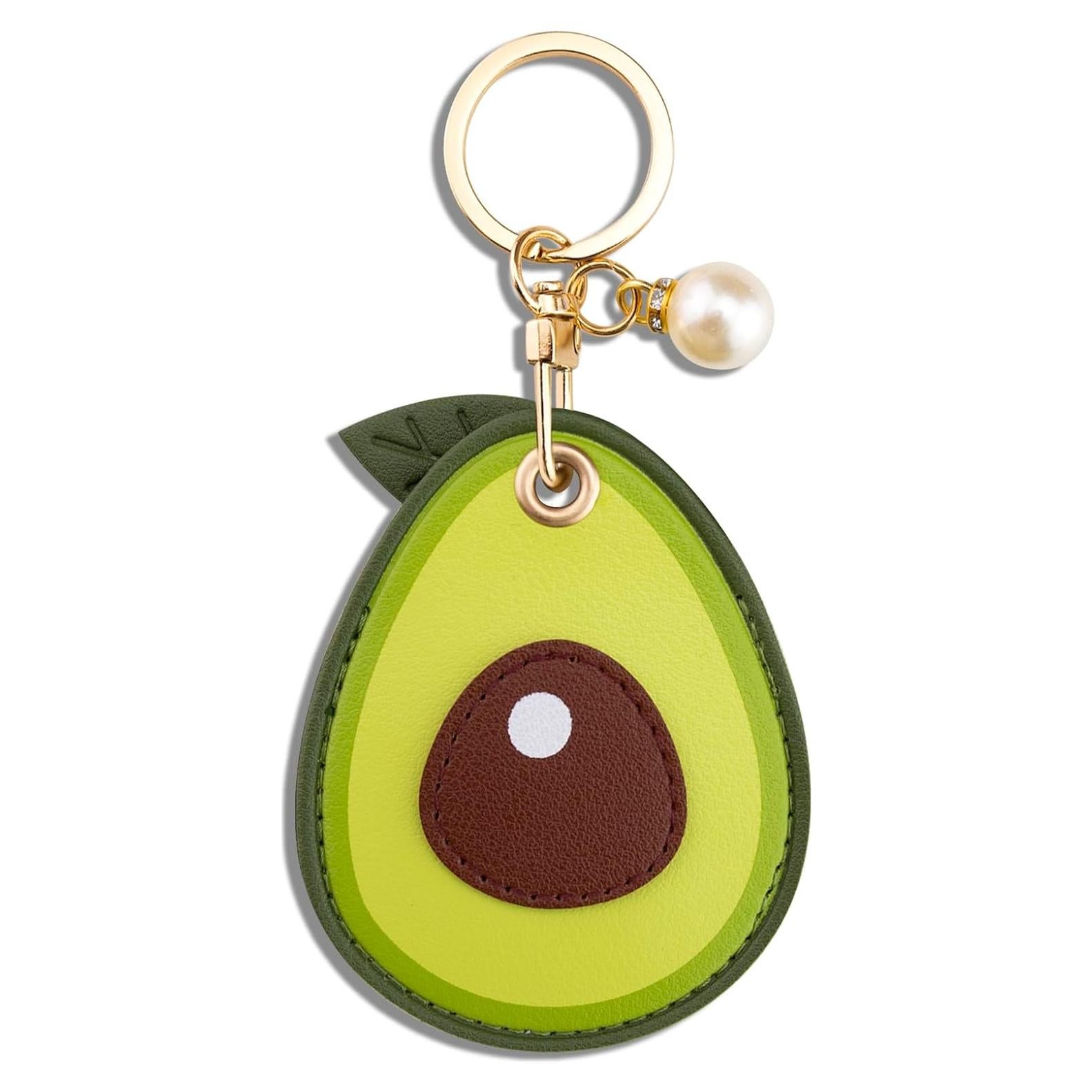 Llavero de cuero aguacate para mujeres con funda AirTag