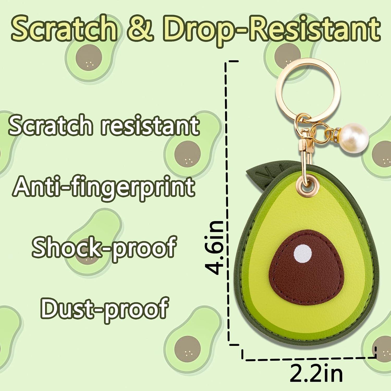 Llavero de cuero aguacate para mujeres con funda AirTag