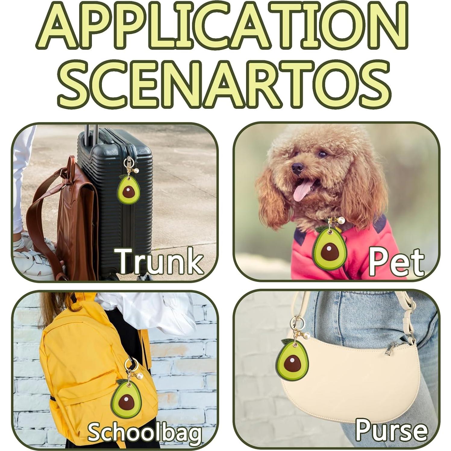 Llavero de cuero aguacate para mujeres con funda AirTag