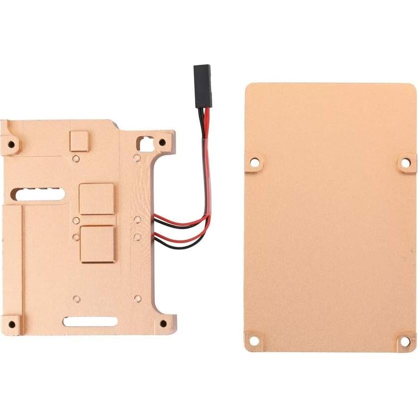 Raspberry Pi 4 Model B Aluminum Case with Dual Cooling Fan Metal Box Gold Shell for RPI 4B (with Dual Fan)