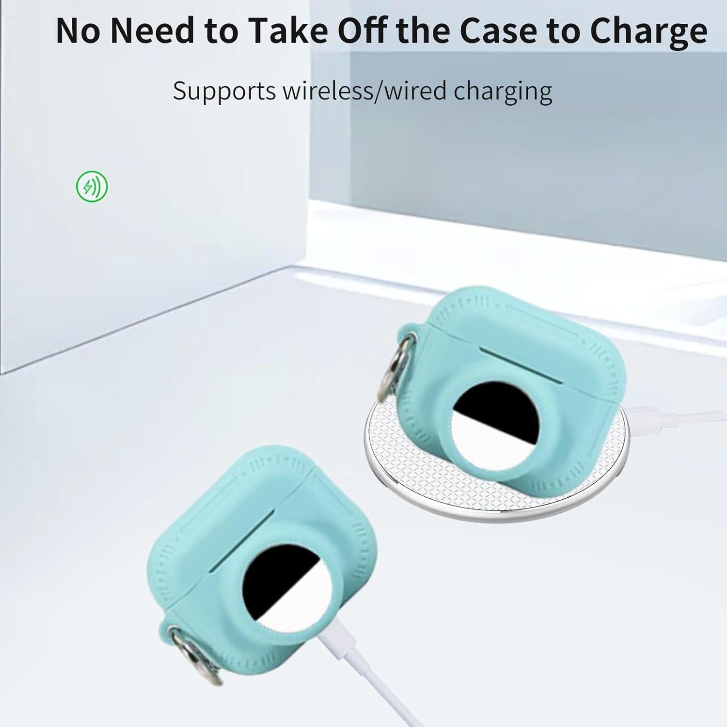 Funda Protectora 2 en 1 para AirPods Pro 2 y AirTag - Verde Aqua