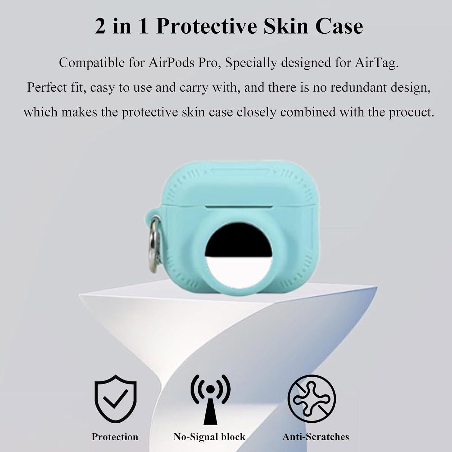 Funda Protectora 2 en 1 para AirPods Pro 2 y AirTag - Verde Aqua