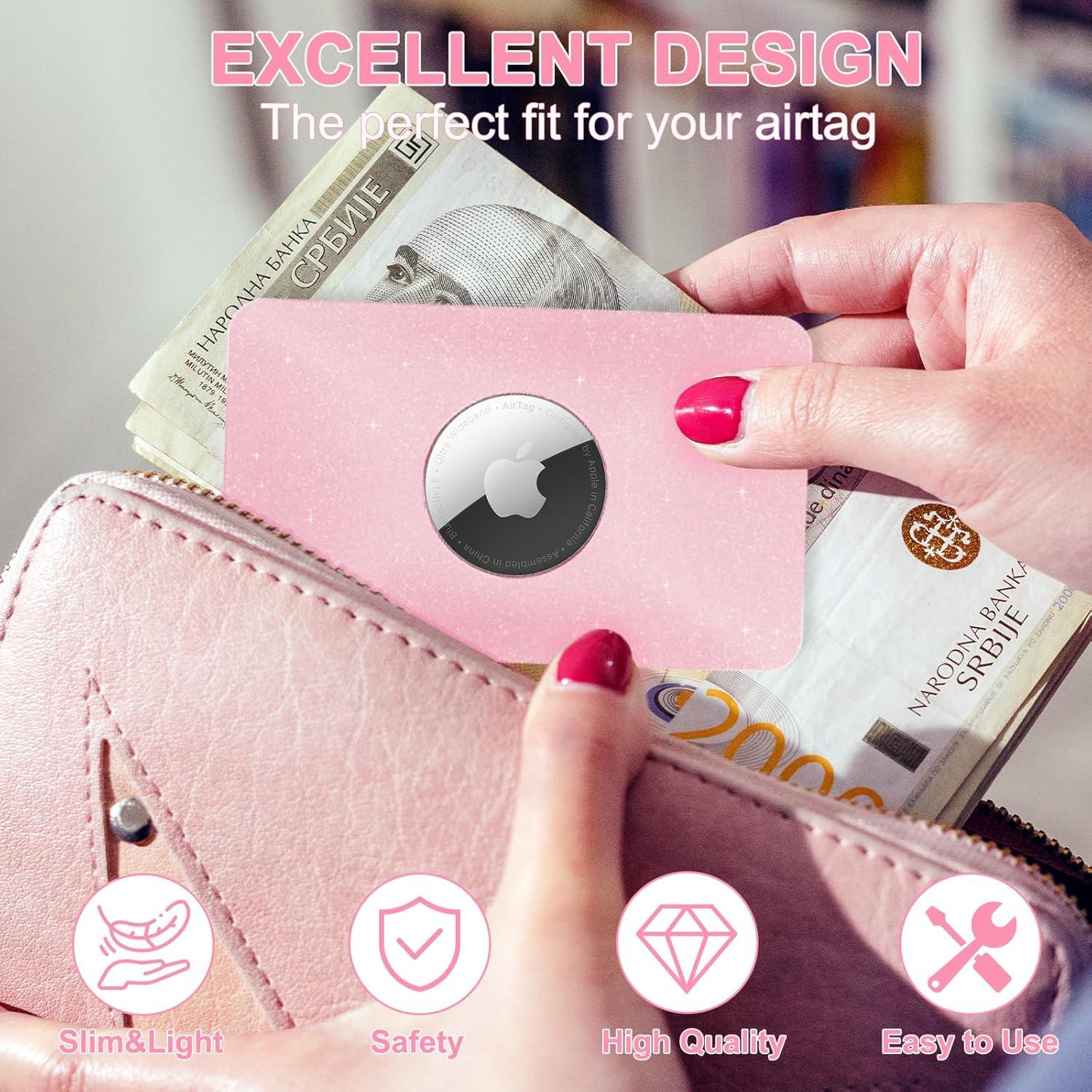 Soporte de Cartera para AirTag PSRAT Rosa Ultra Delgado