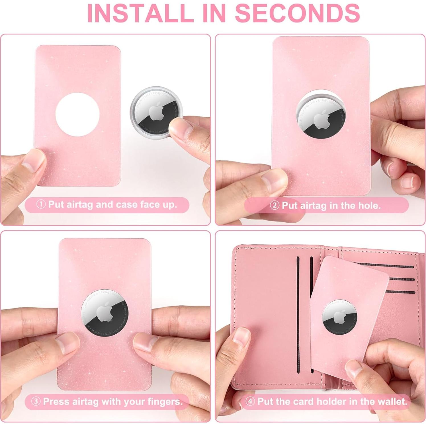 Soporte de Cartera para AirTag PSRAT Rosa Ultra Delgado