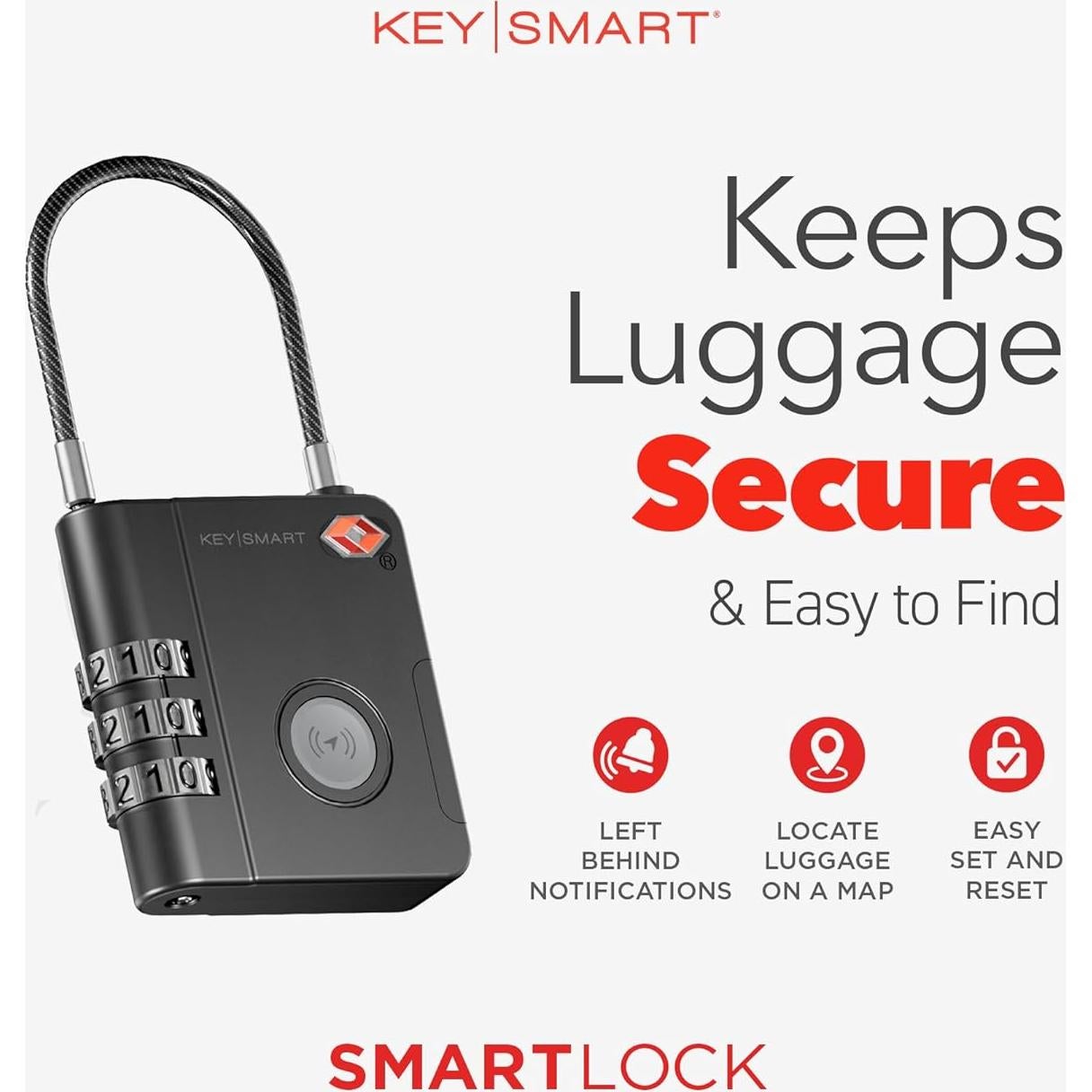KeySmart SmartLock Cerradura de Equipaje GPS Bluetooth IPX3