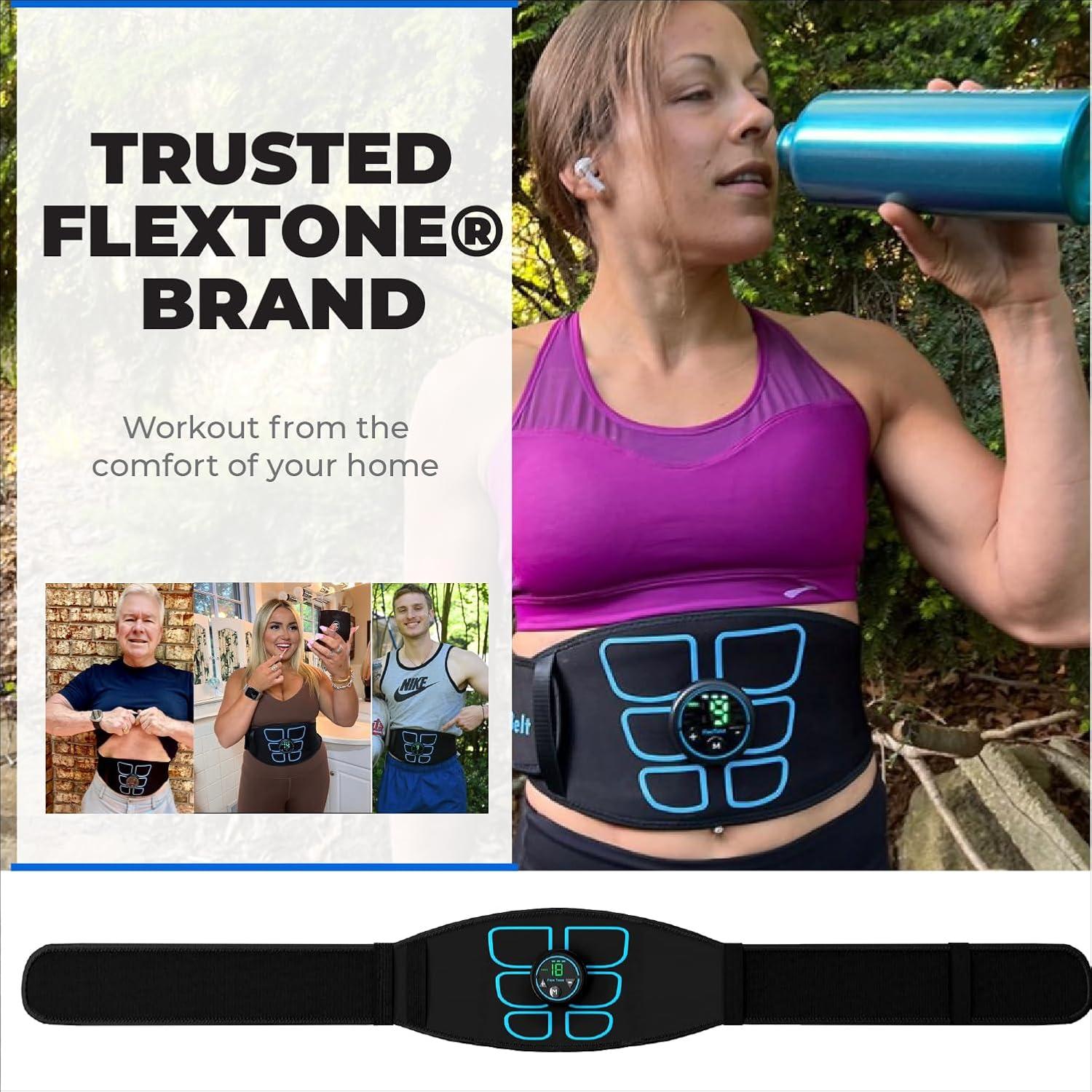 FlexTone Estimulador Abdominal - Cinturón Tonificador  - 6 Modos y 12 Niveles