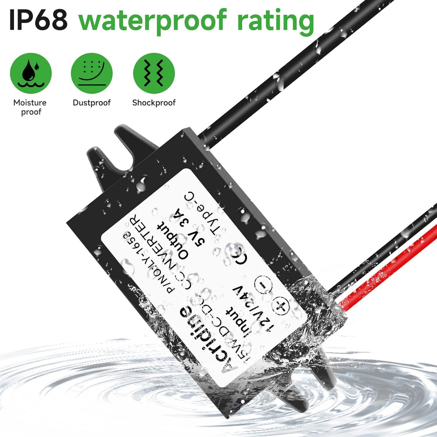 Convertidor Buck DC 12V/24V a 5V USB-C 3A 15W Acridine