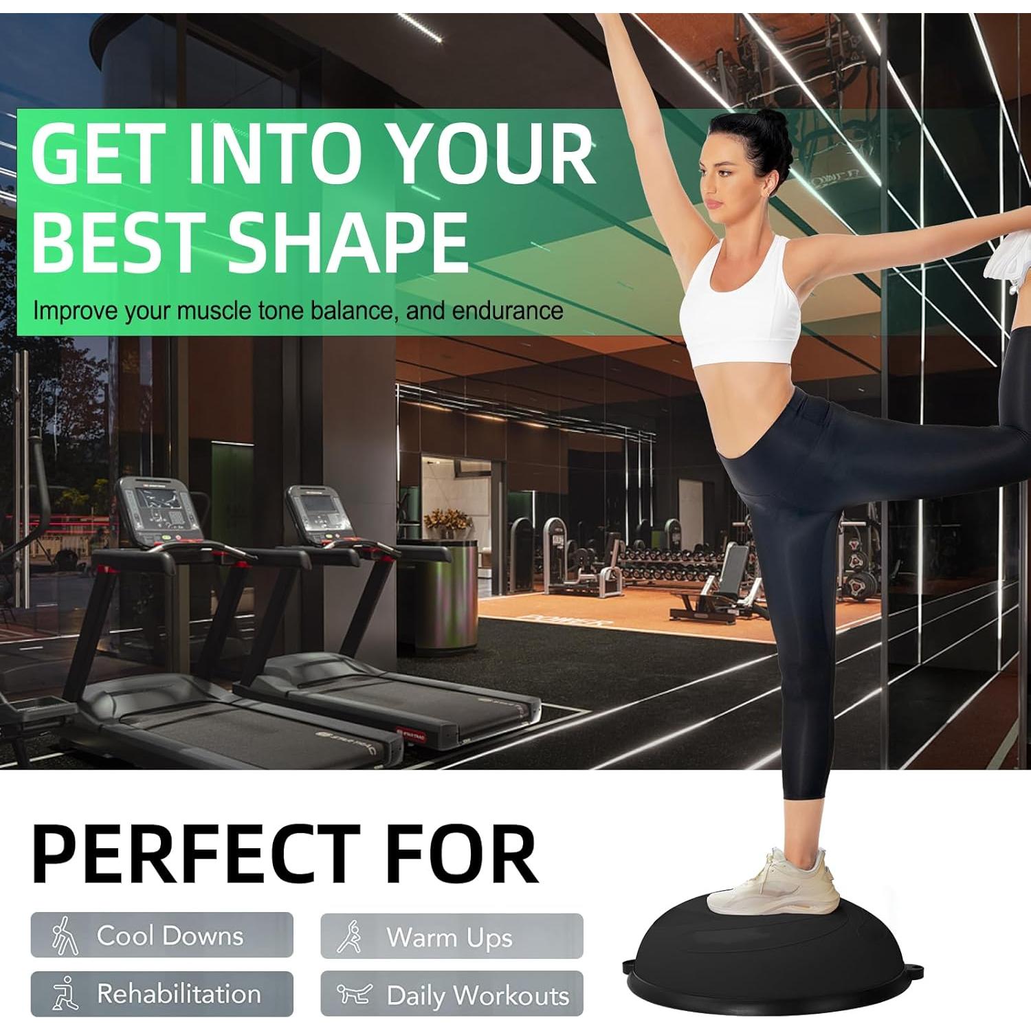 Media Bola de Equilibrio DrfzCa 58 cm con Bomba para Fitness