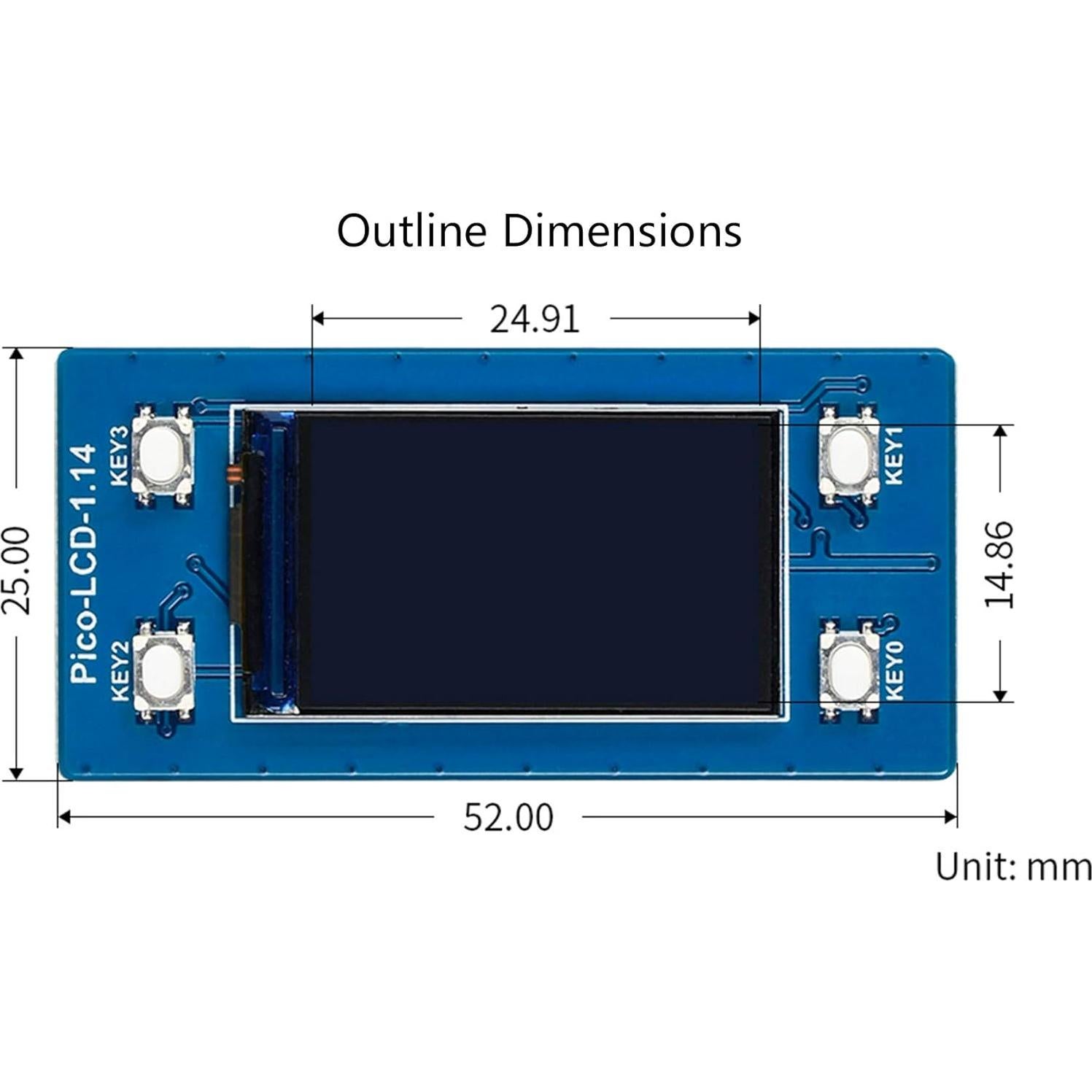 waveshare 1.14inch LCD Display Module for Raspberry Pi Pico, 65K RGB Colors 240×135 Pixels IPS Screen SPI Interface