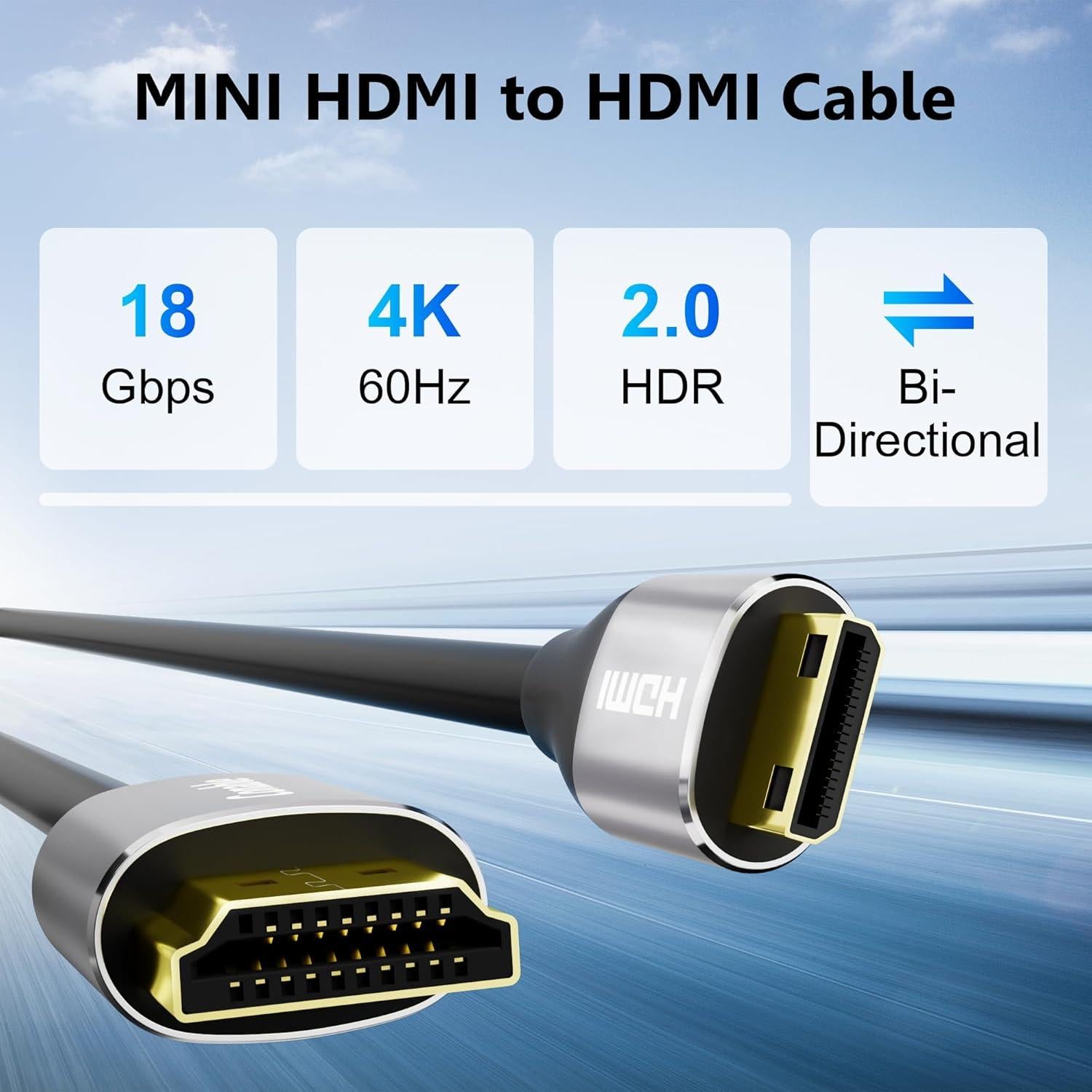 Cable HDMI a Mini HDMI 3.66m Conable 4K 60Hz Alta Velocidad