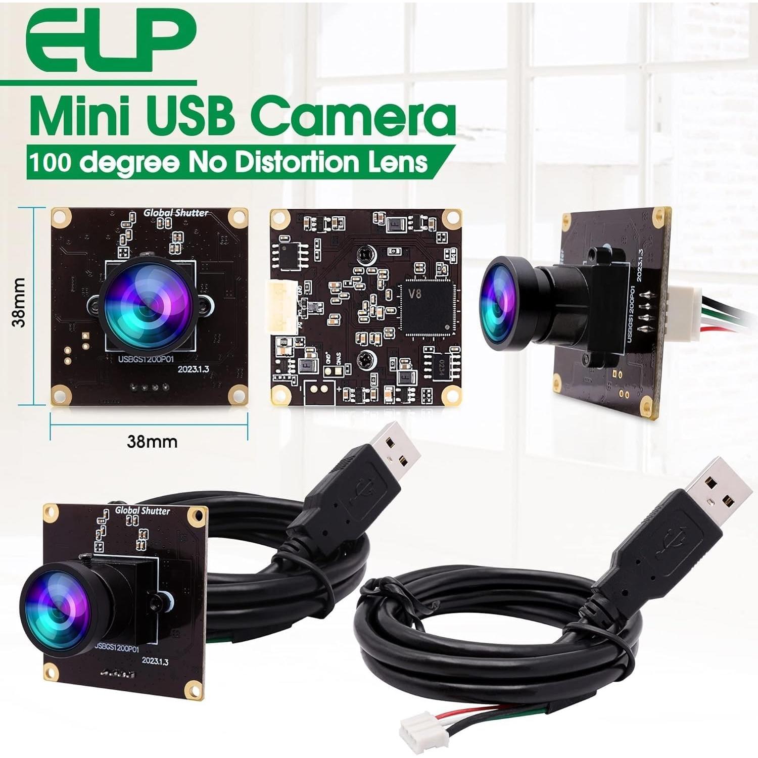 Cámara USB ELP 1080P Obturador Global 90fps Lente Gran Angular