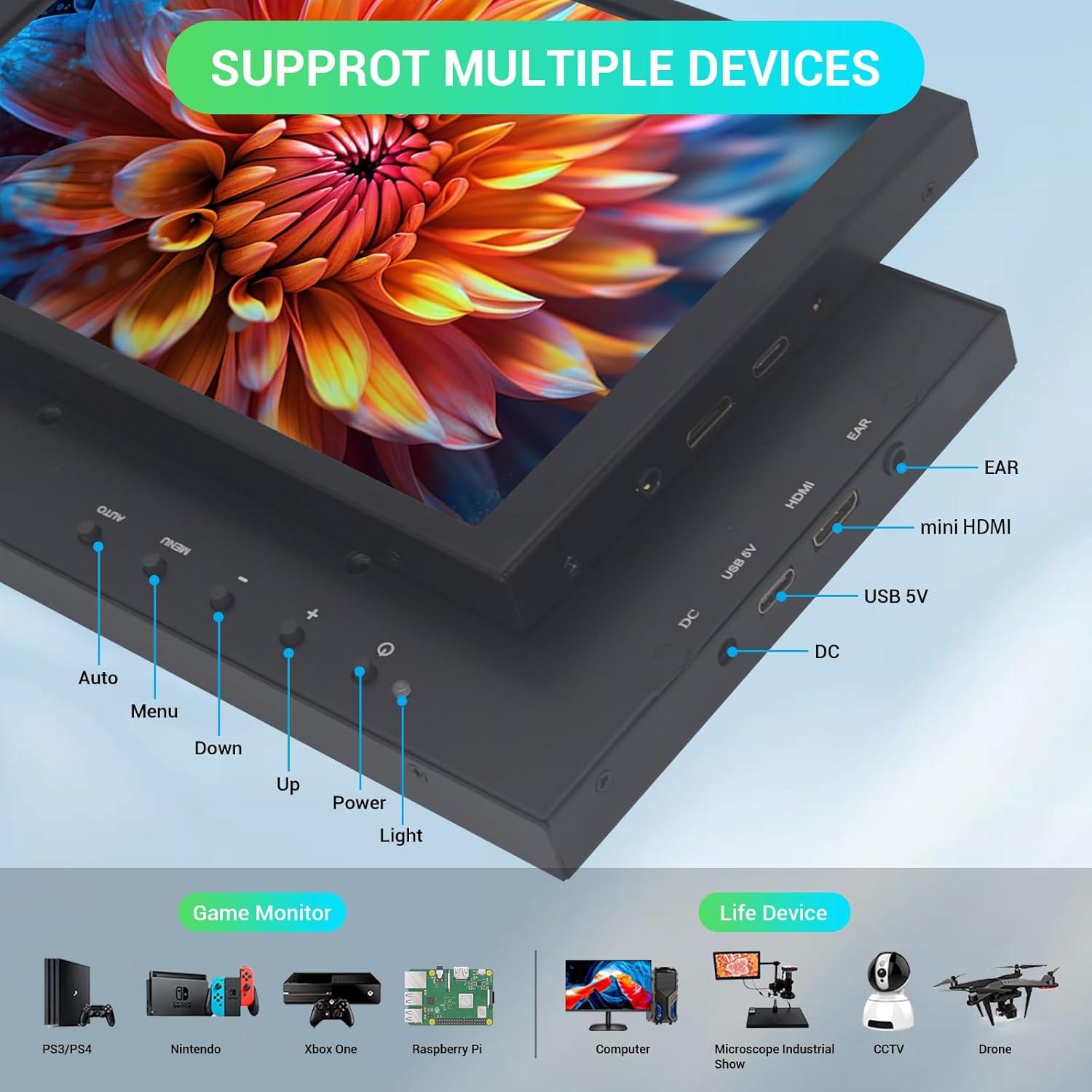 Monitor Portátil VIEWMEI 8" HDMI 1280x800 con Altavoces